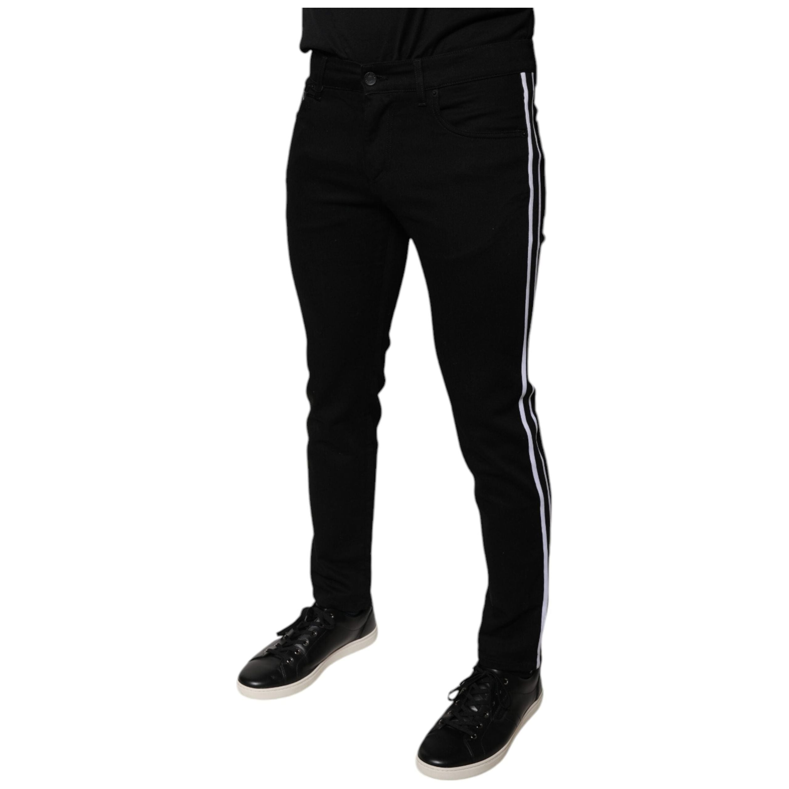 Dolce & Gabbana Black Crown Cotton Stretch Skinny Jeans