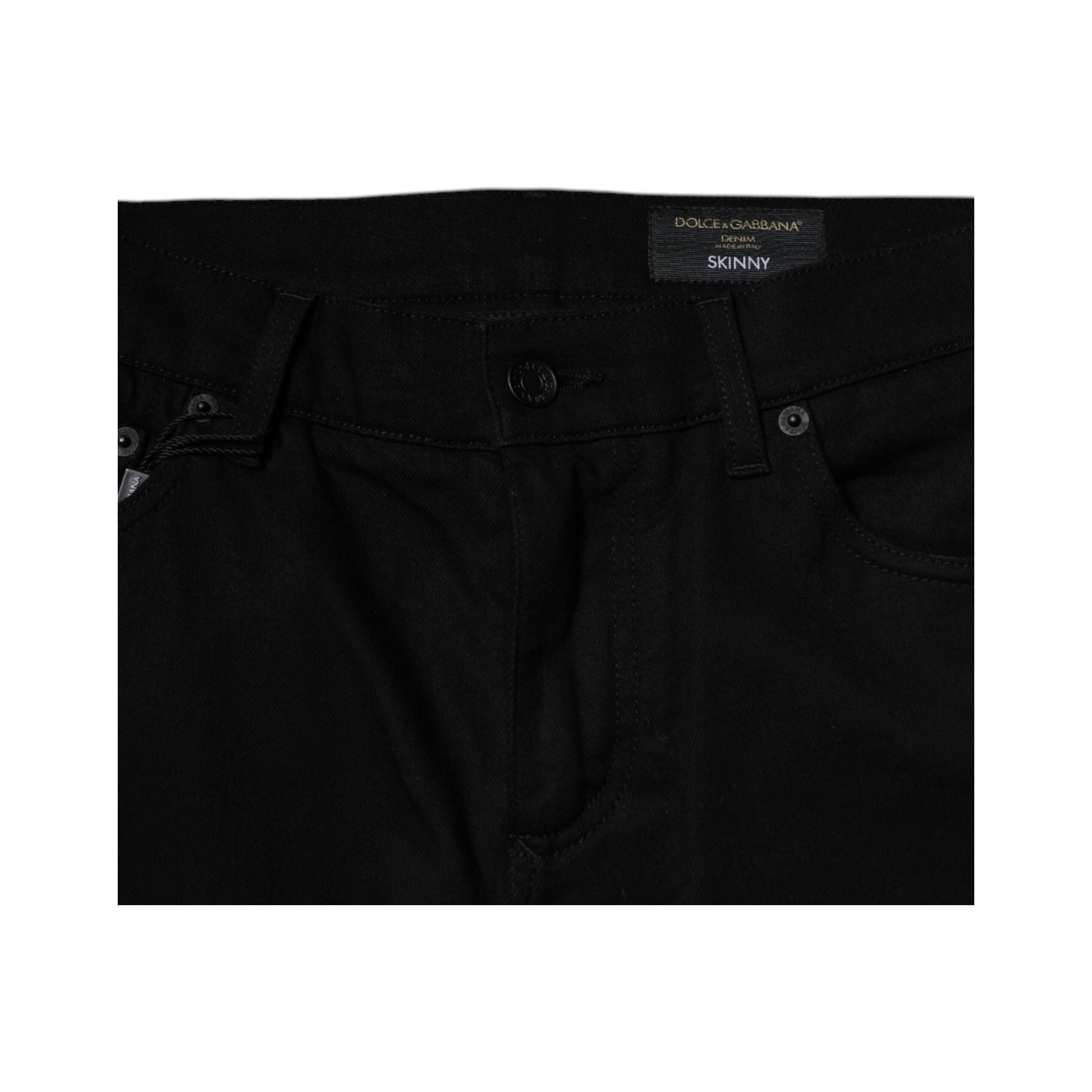 Dolce & Gabbana Black Crown Cotton Stretch Skinny Jeans