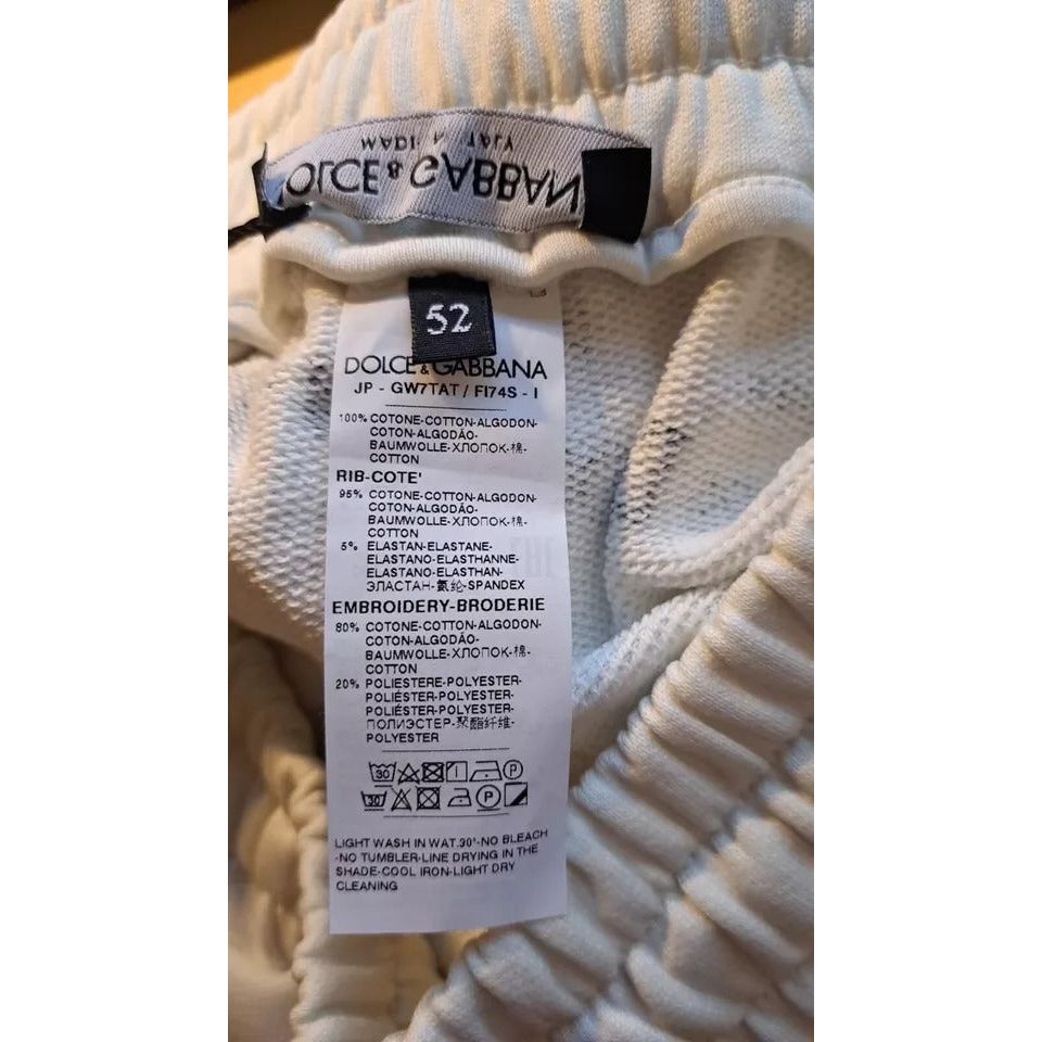 Dolce & Gabbana White Printed Cotton Jogger Sweatpants