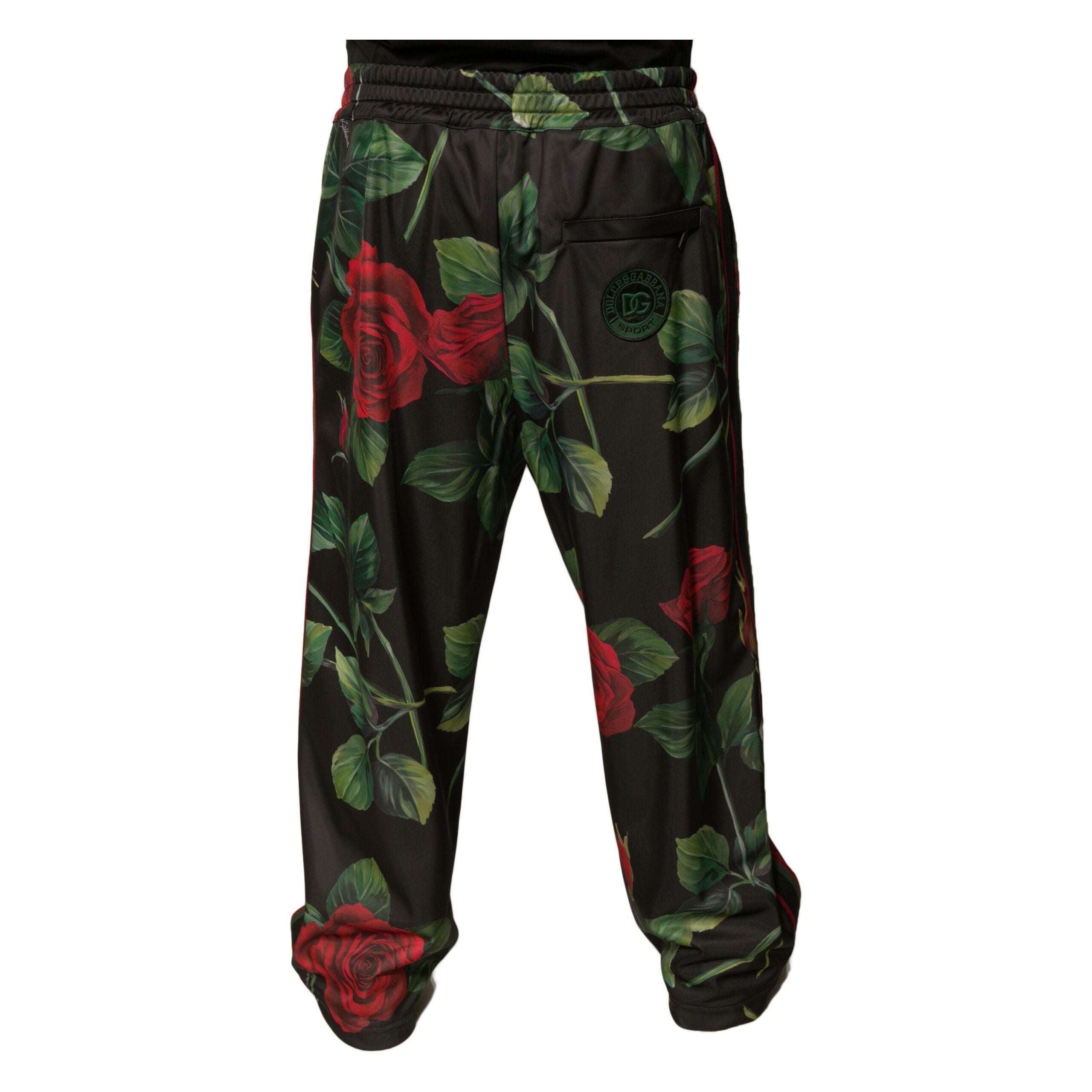 Dolce & Gabbana Black Floral Cotton Jogger Sweatpants