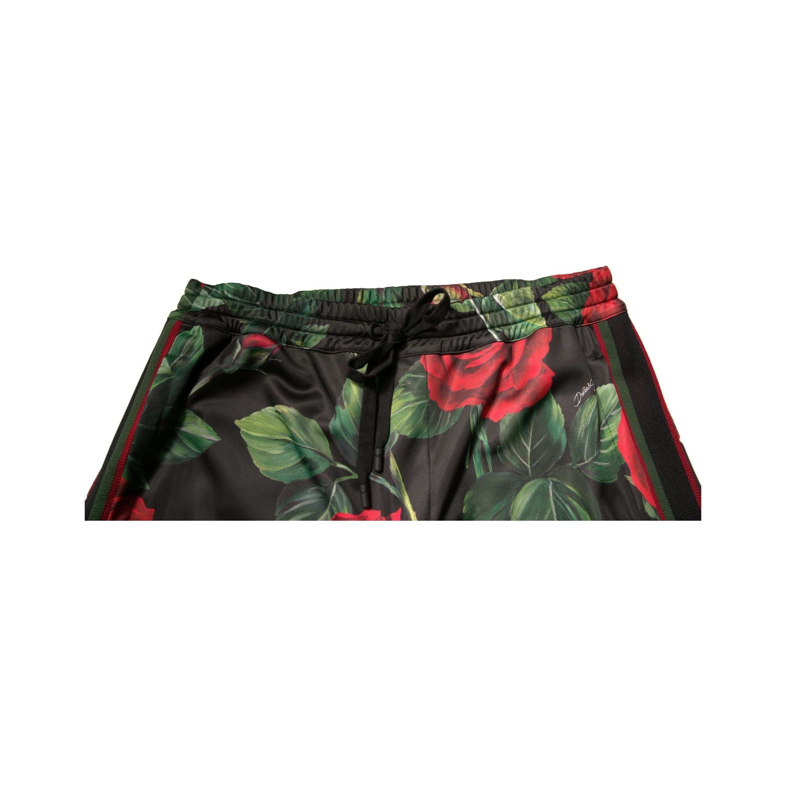 Dolce & Gabbana Black Floral Cotton Jogger Sweatpants