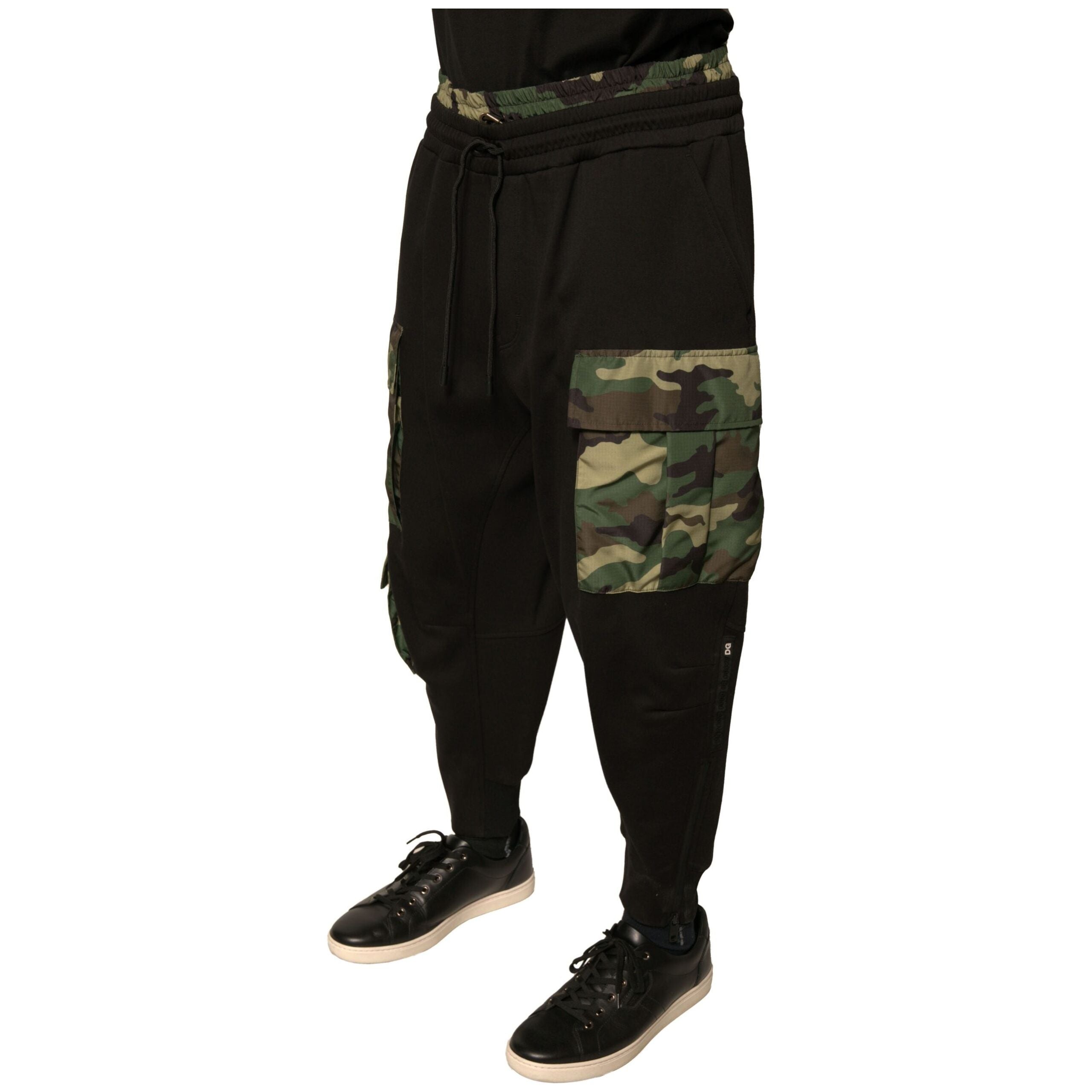 Dolce & Gabbana Black Camouflage Cotton Jogger Cargo Pants