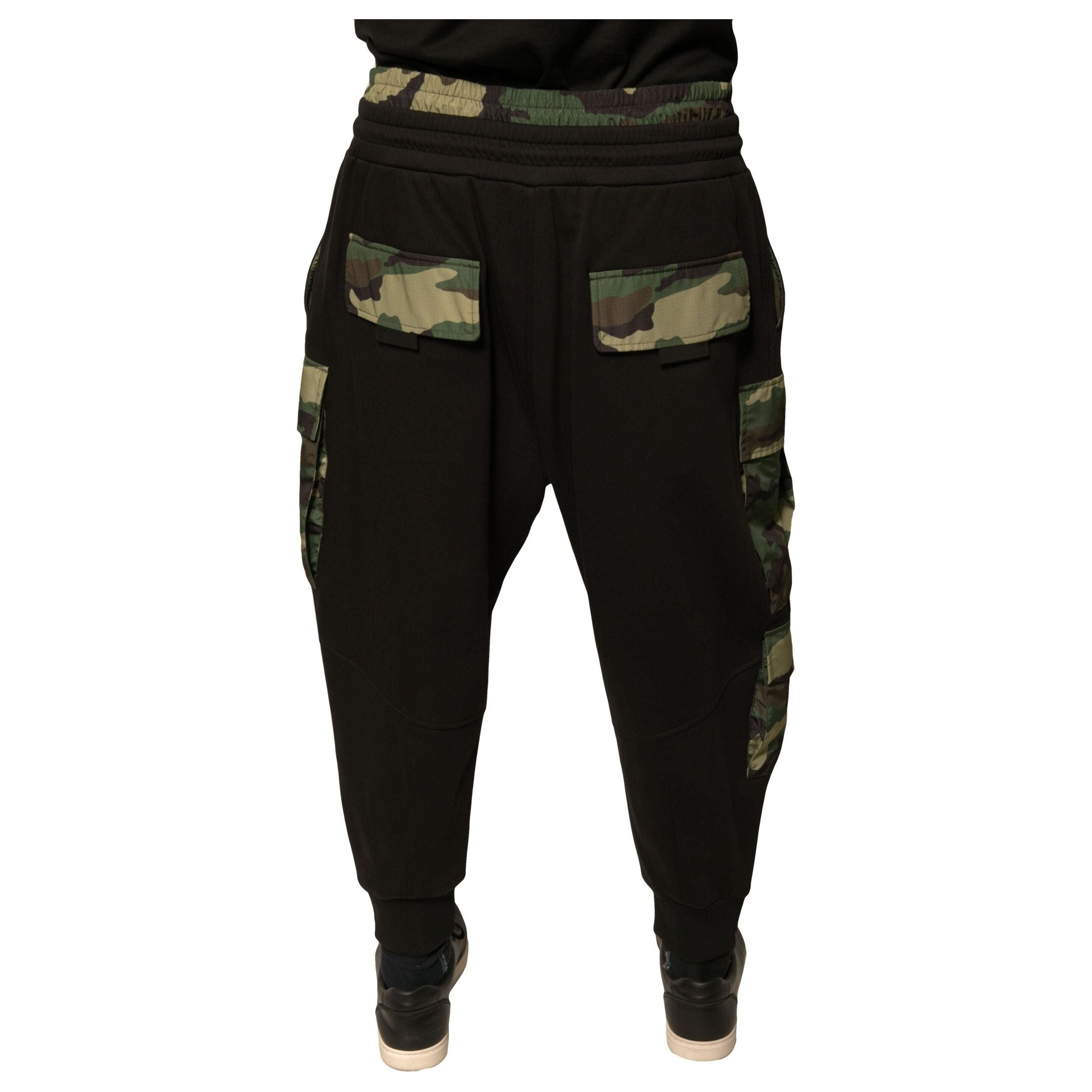 Dolce & Gabbana Black Camouflage Cotton Jogger Cargo Pants