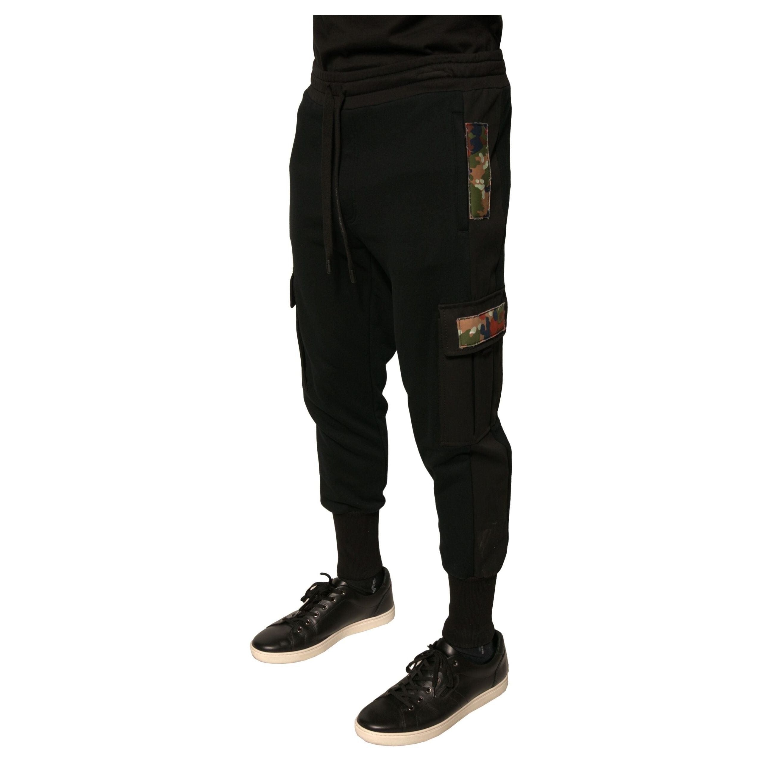 Dolce & Gabbana Black Cotton Jogger Cargo Sweatpants Pants