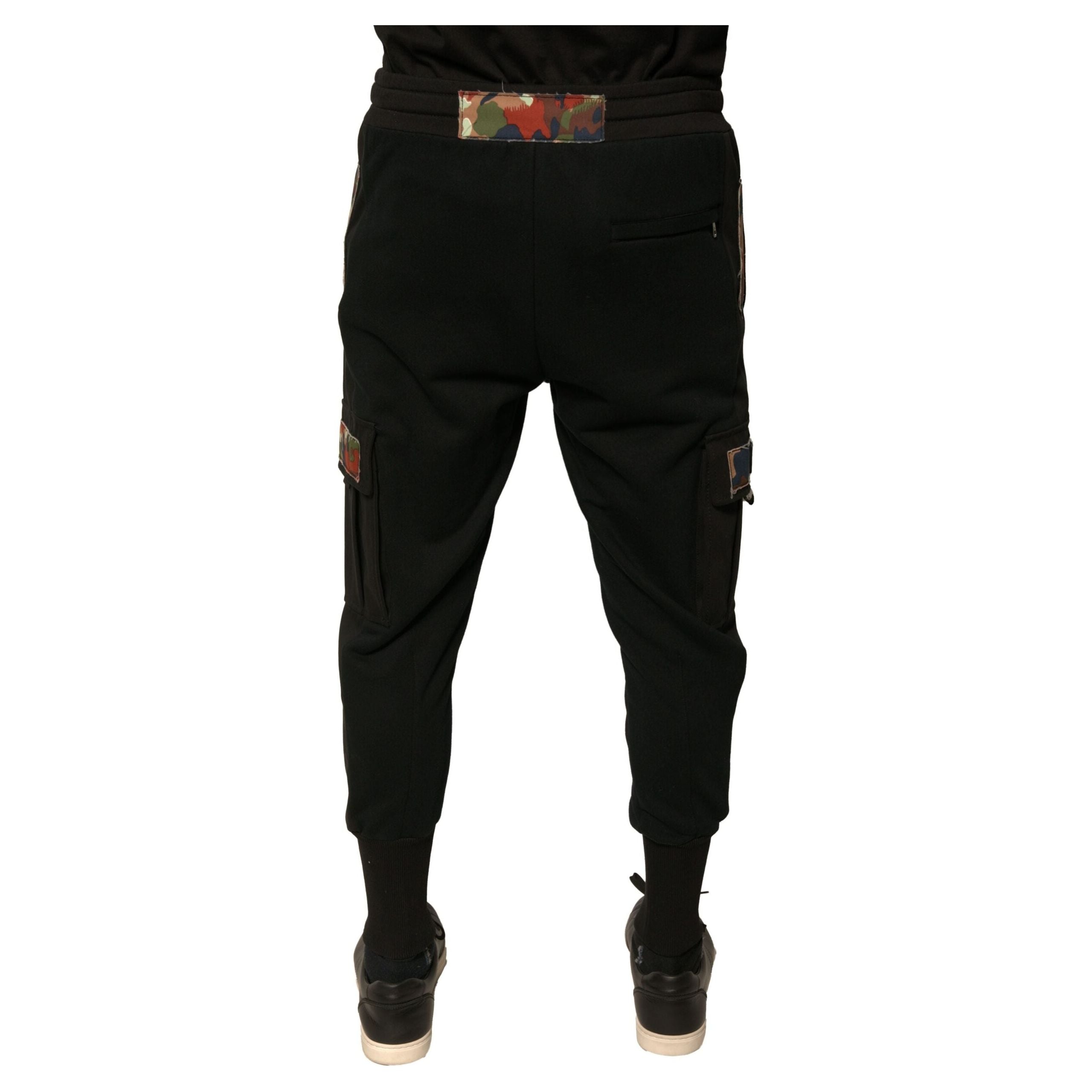 Dolce & Gabbana Black Cotton Jogger Cargo Sweatpants Pants