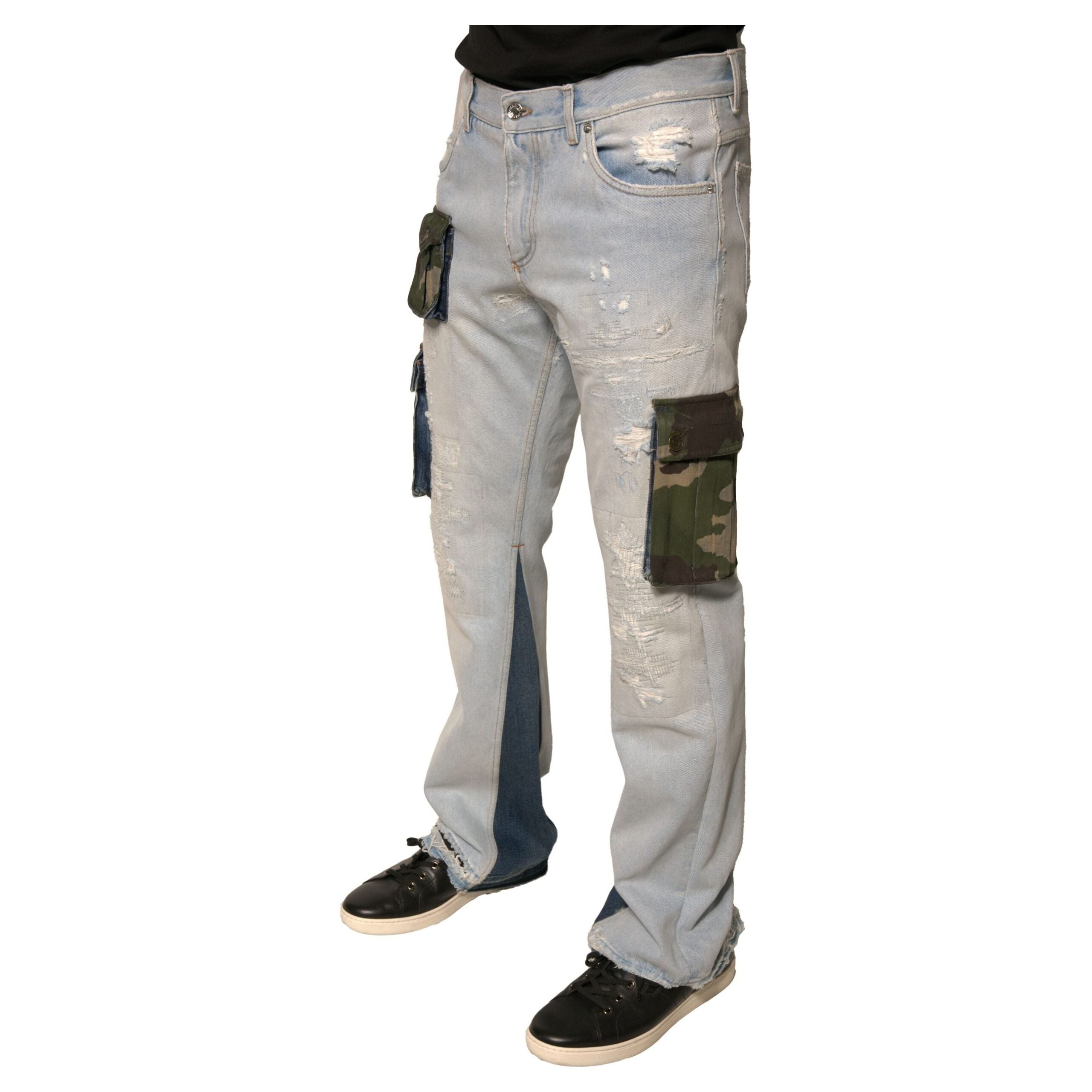 Dolce & Gabbana Light Blue Cotton Cargo Straight Denim Jeans