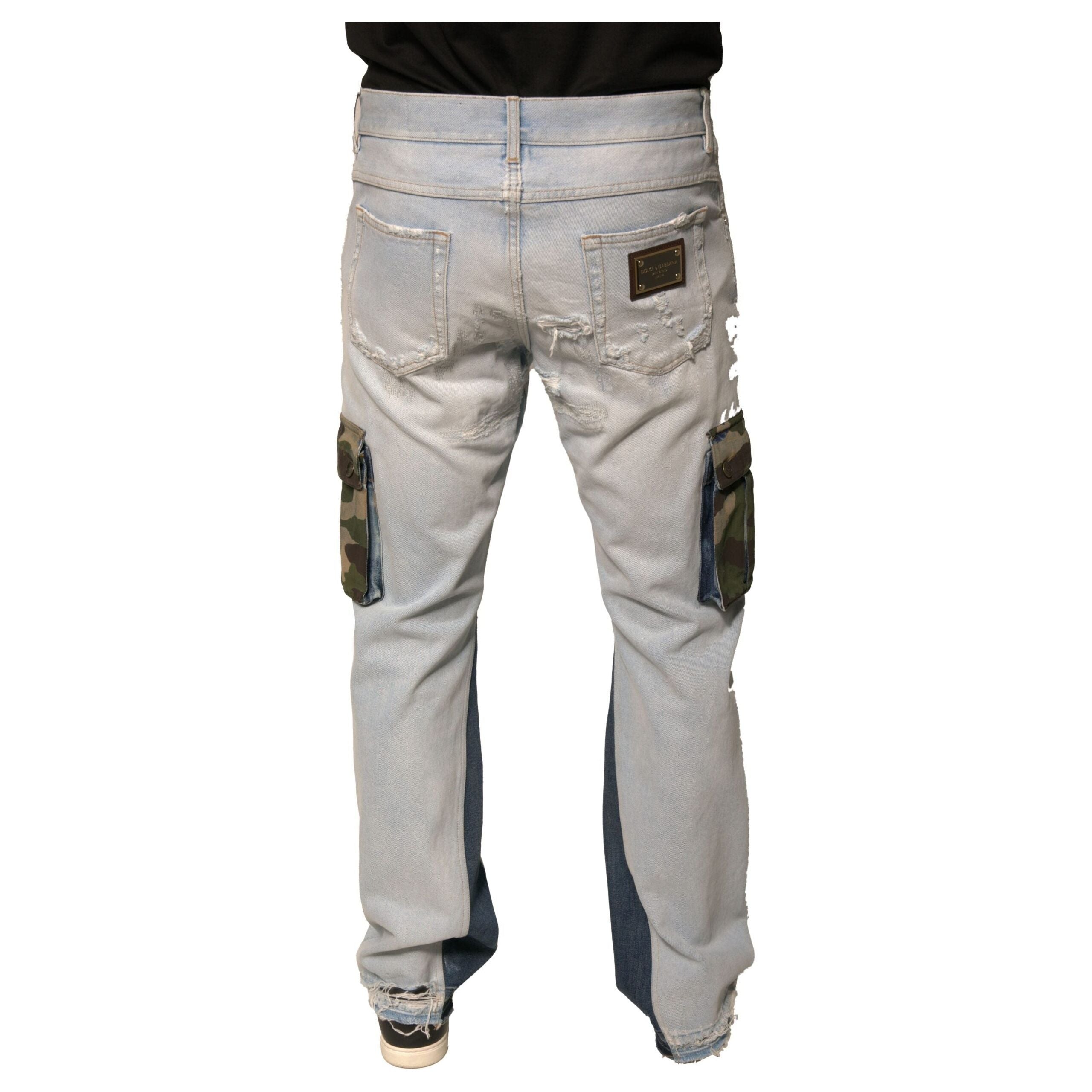 Dolce & Gabbana Light Blue Cotton Cargo Straight Denim Jeans