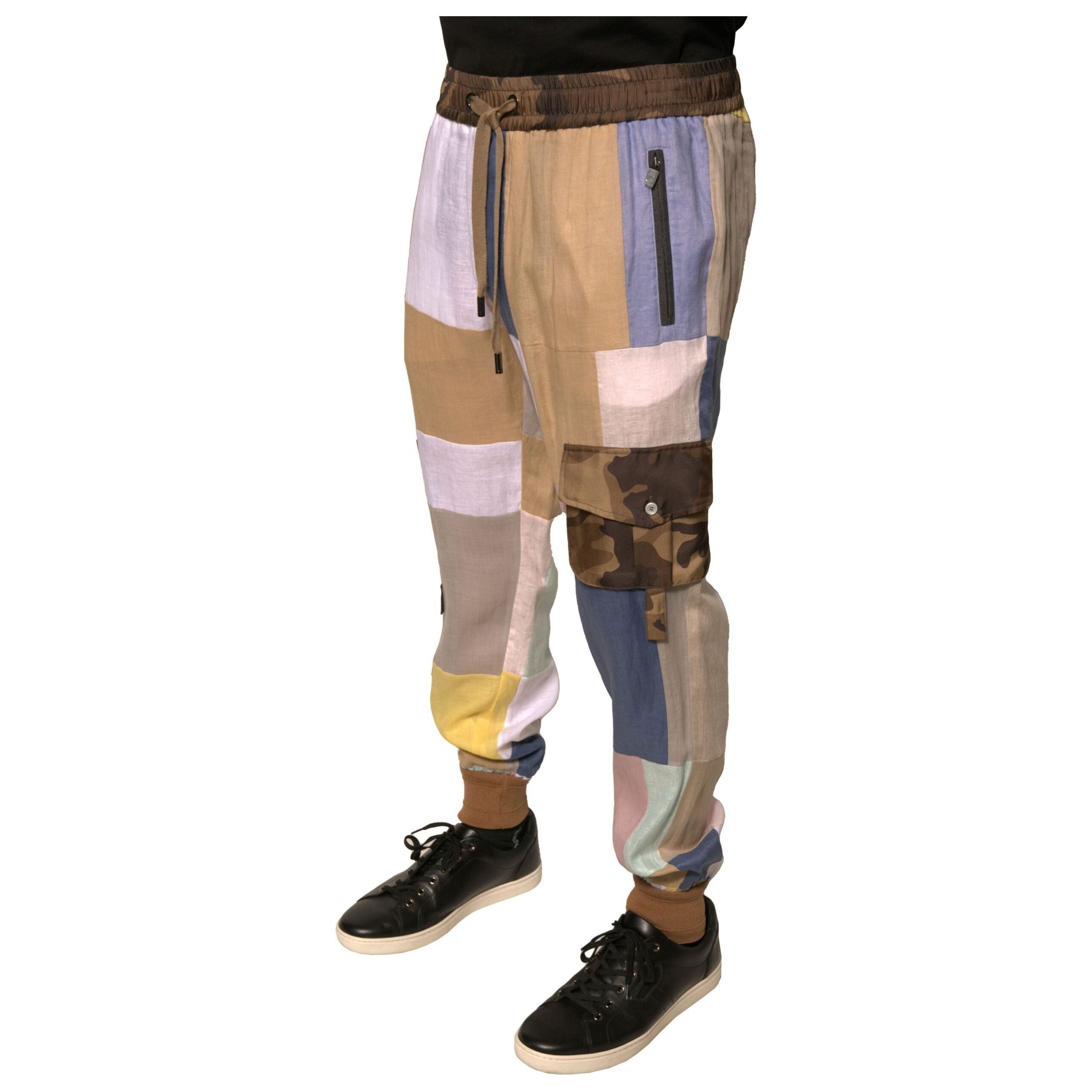 Dolce & Gabbana Multicolor Linen Jogger Sweatpants Pants