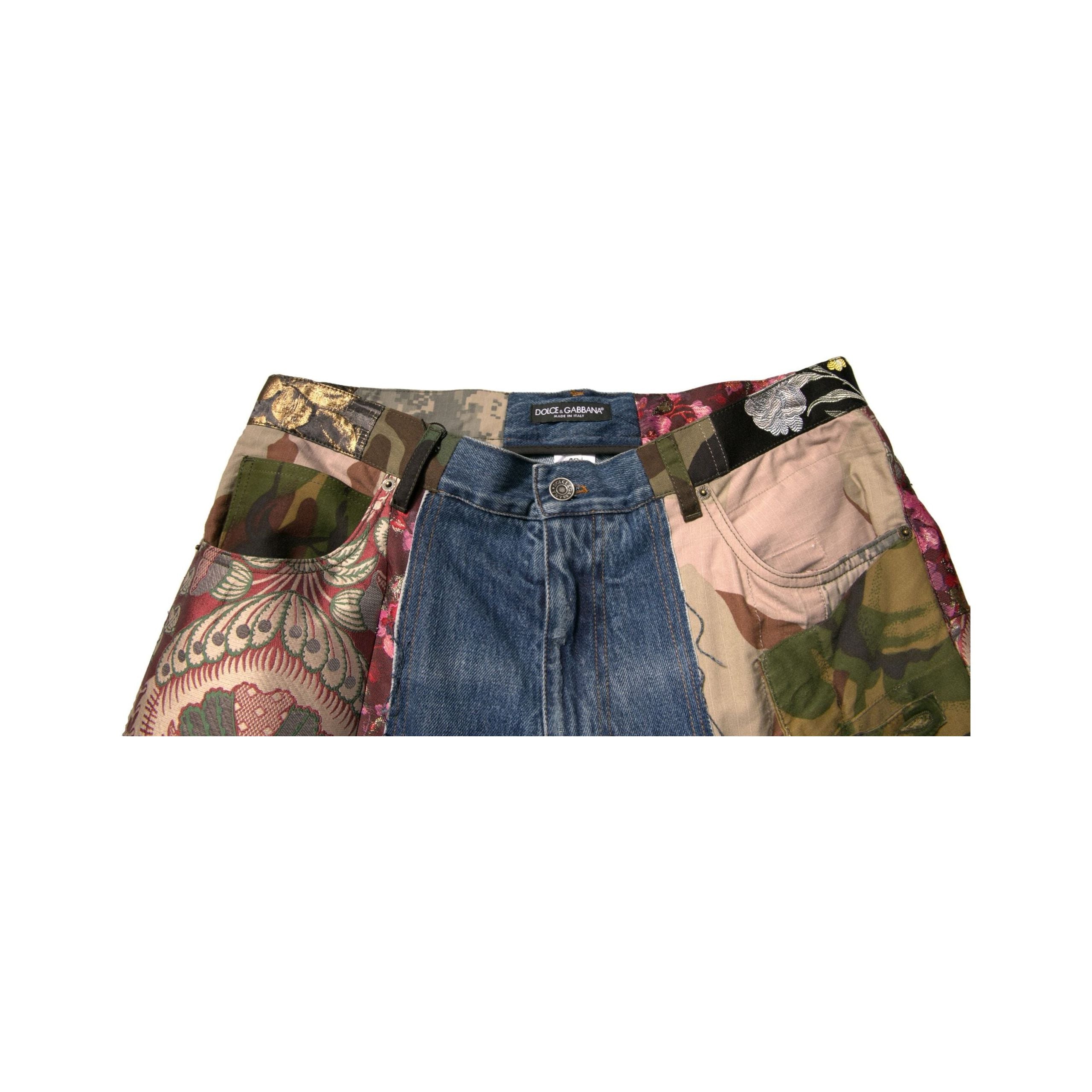 Dolce & Gabbana Blue Patchwork Cotton Straight Denim Jeans