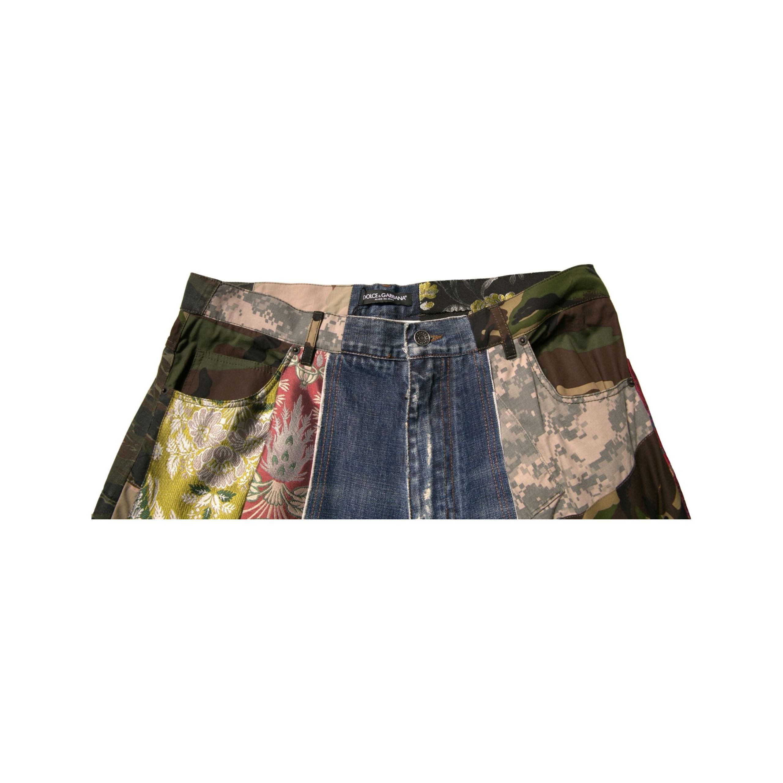Dolce & Gabbana Blue Patchwork Cotton Straight Denim Jeans