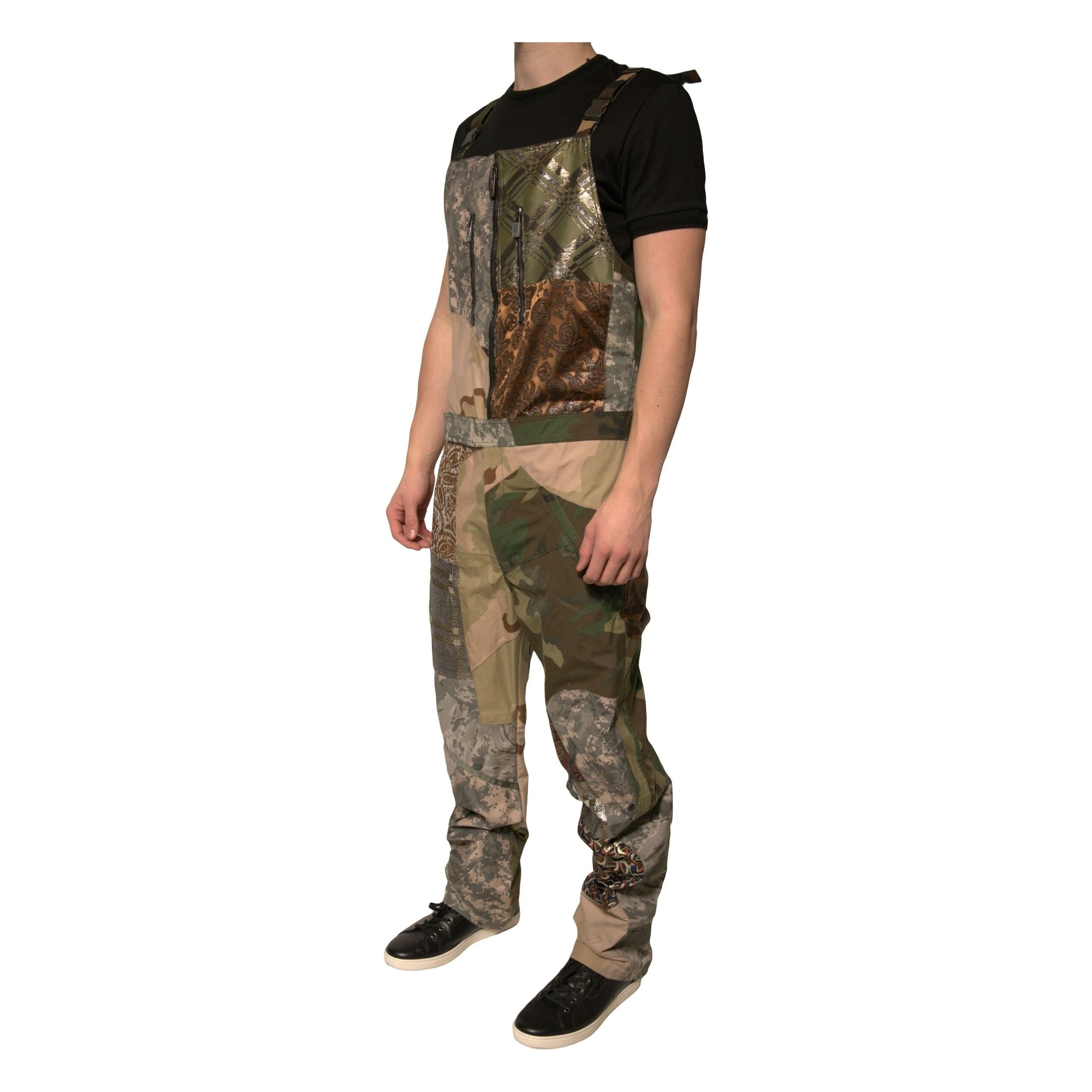 Dolce & Gabbana Multicolor Camouflage Cotton Overall Pants