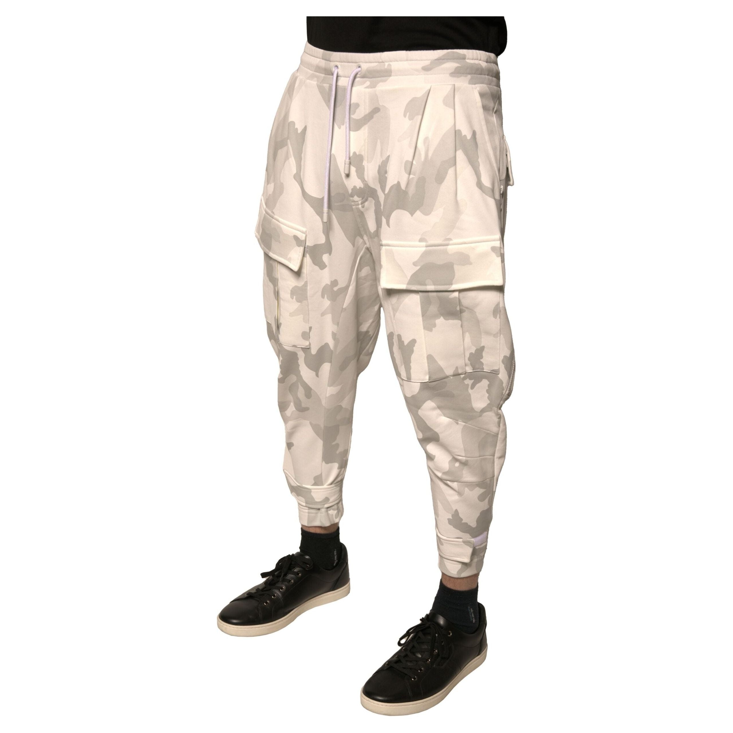 Dolce & Gabbana White Cotton Cargo Jogger Pants Luxe