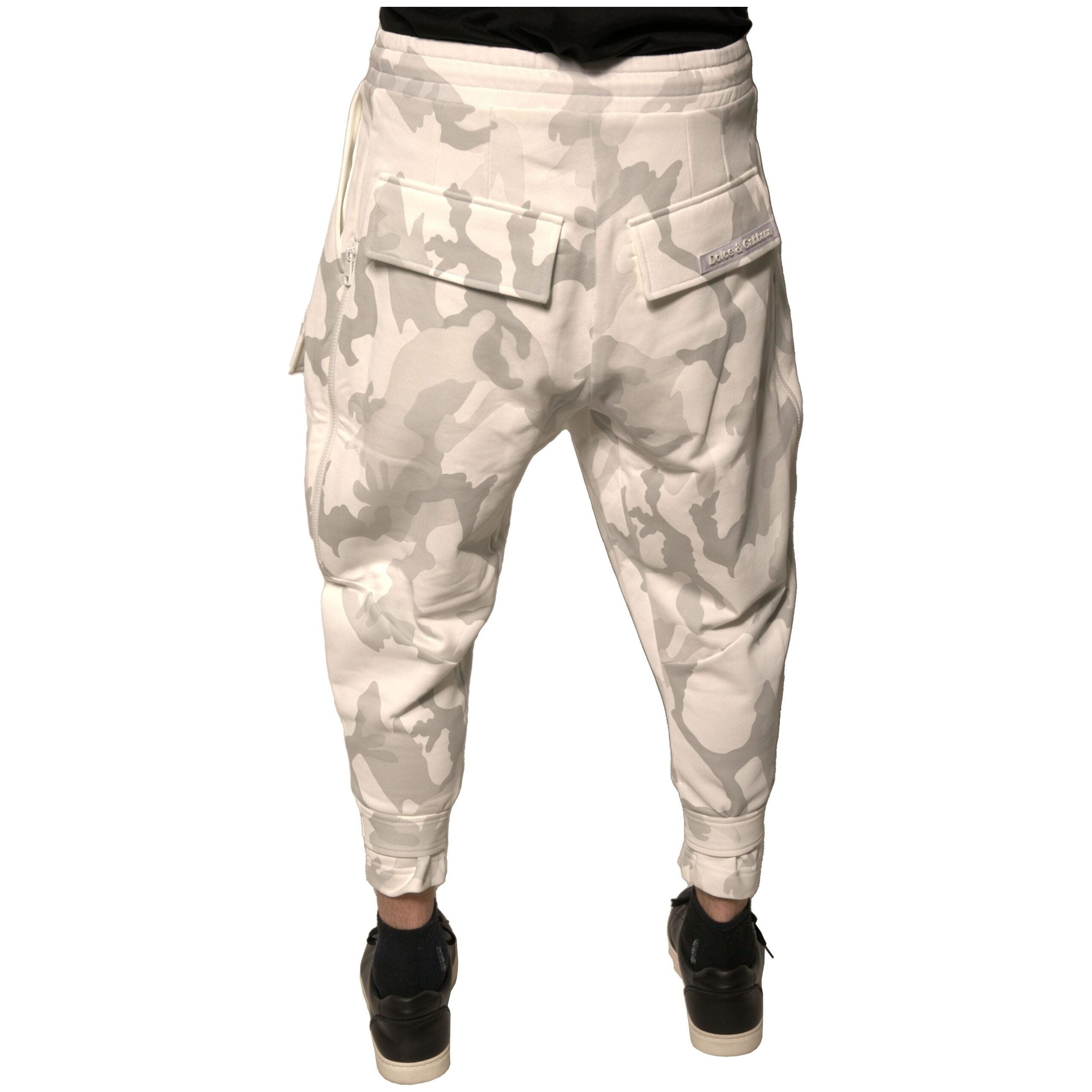 Dolce & Gabbana White Cotton Cargo Jogger Pants Luxe