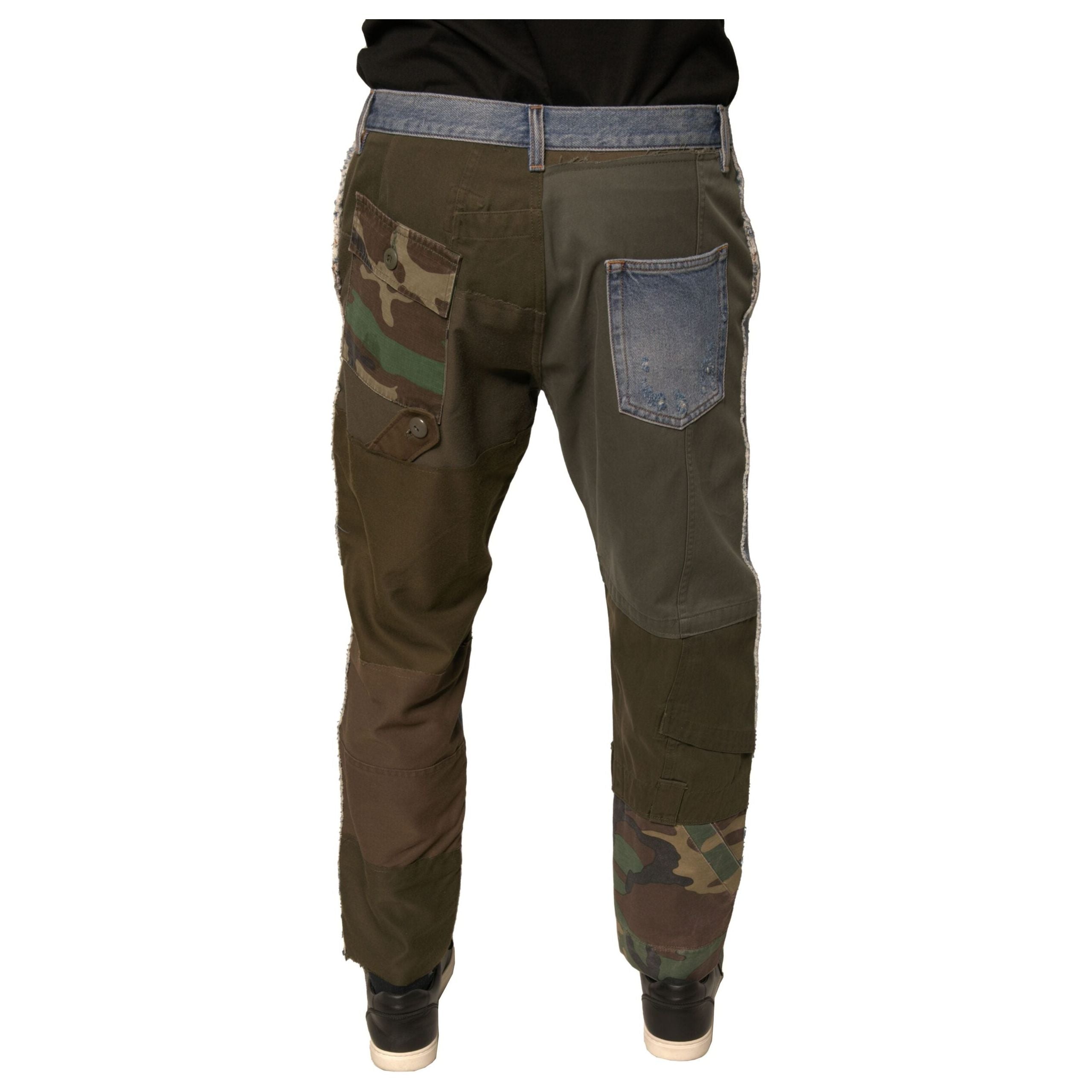 Dolce & Gabbana Blue Tattered Cotton Cropped Denim Jeans