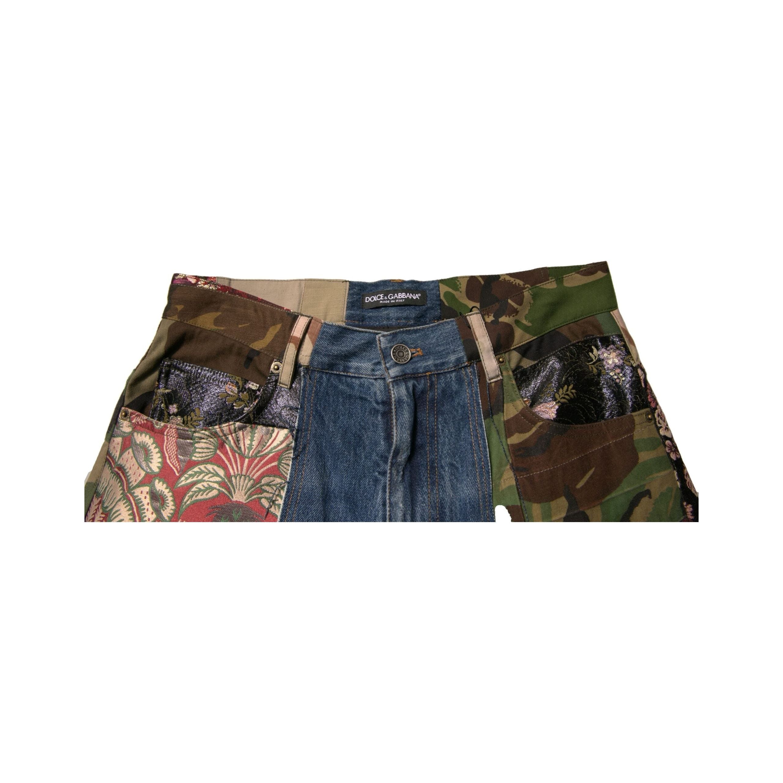 Dolce & Gabbana Blue Patchwork Cotton Straight Denim Jeans