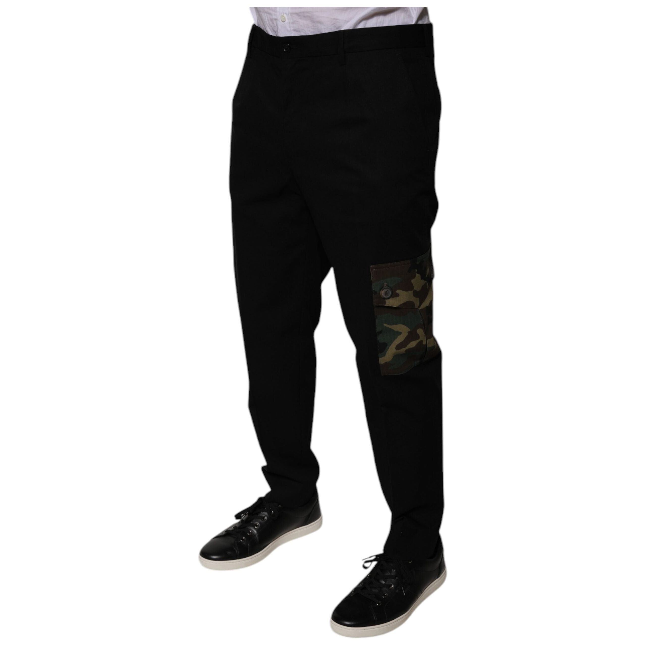 Dolce & Gabbana Black Cotton Cargo Casual Pants