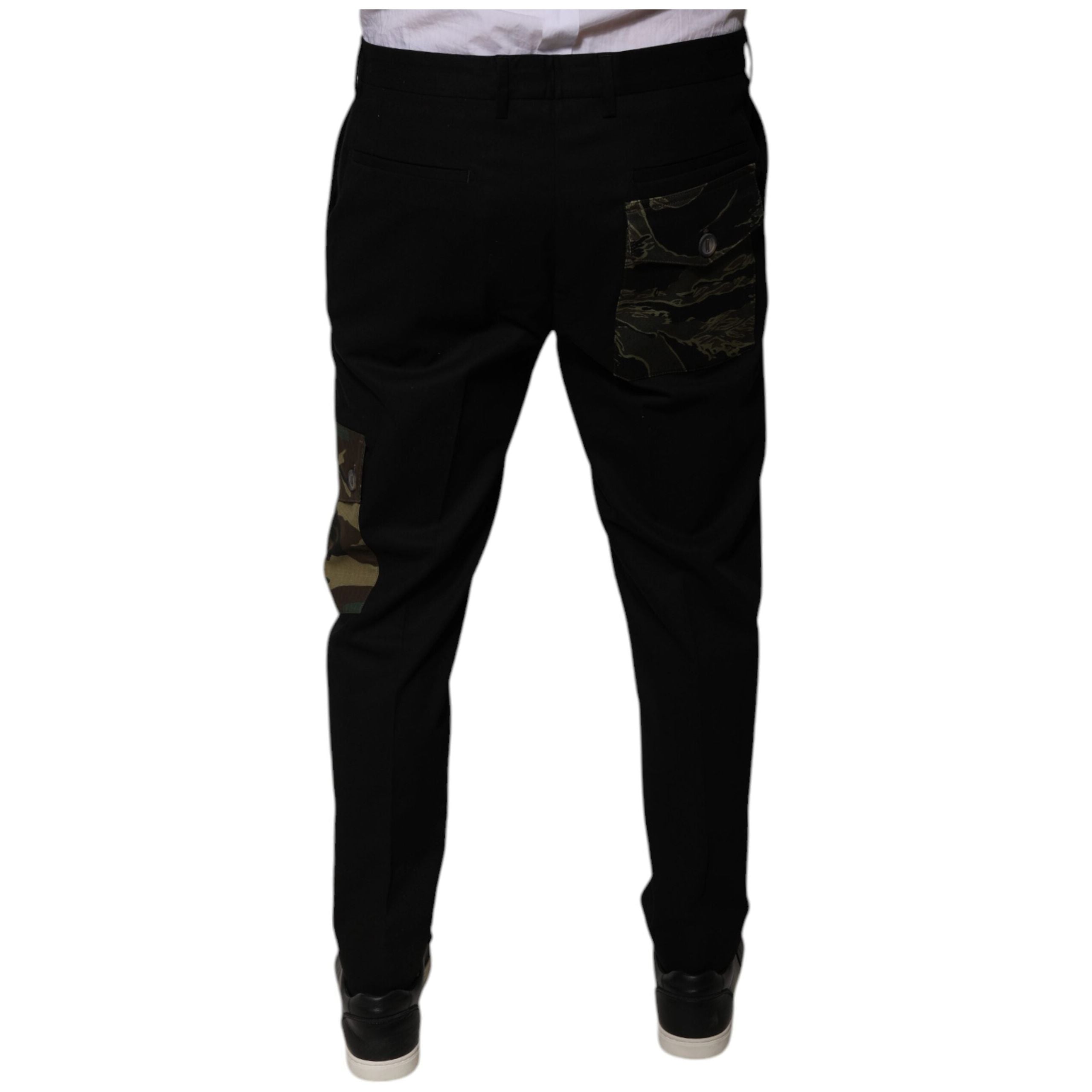 Dolce & Gabbana Black Cotton Cargo Casual Pants