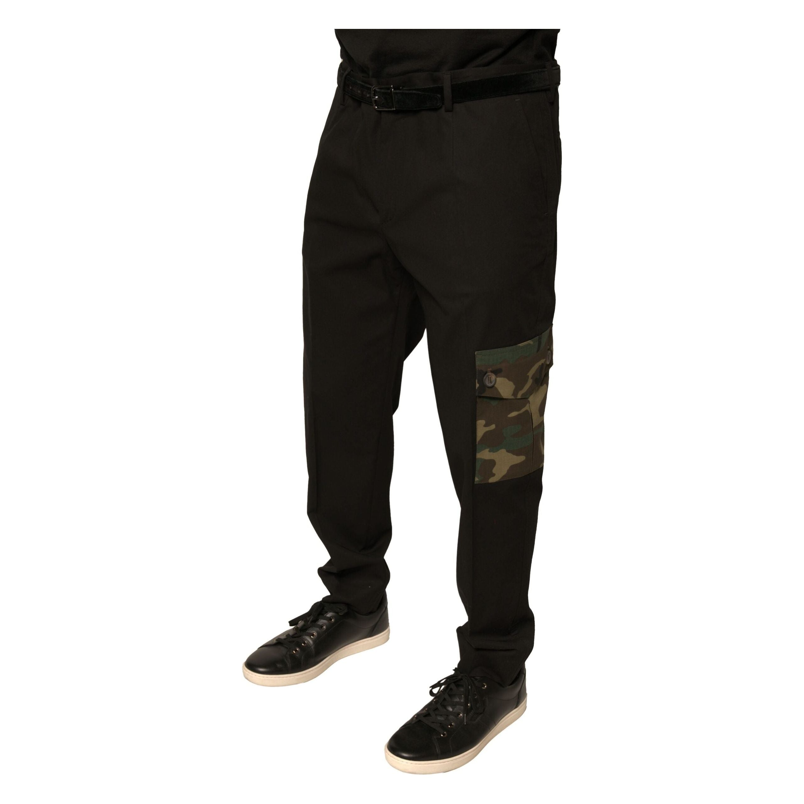 Dolce & Gabbana Black Cotton Cargo Casual Pants
