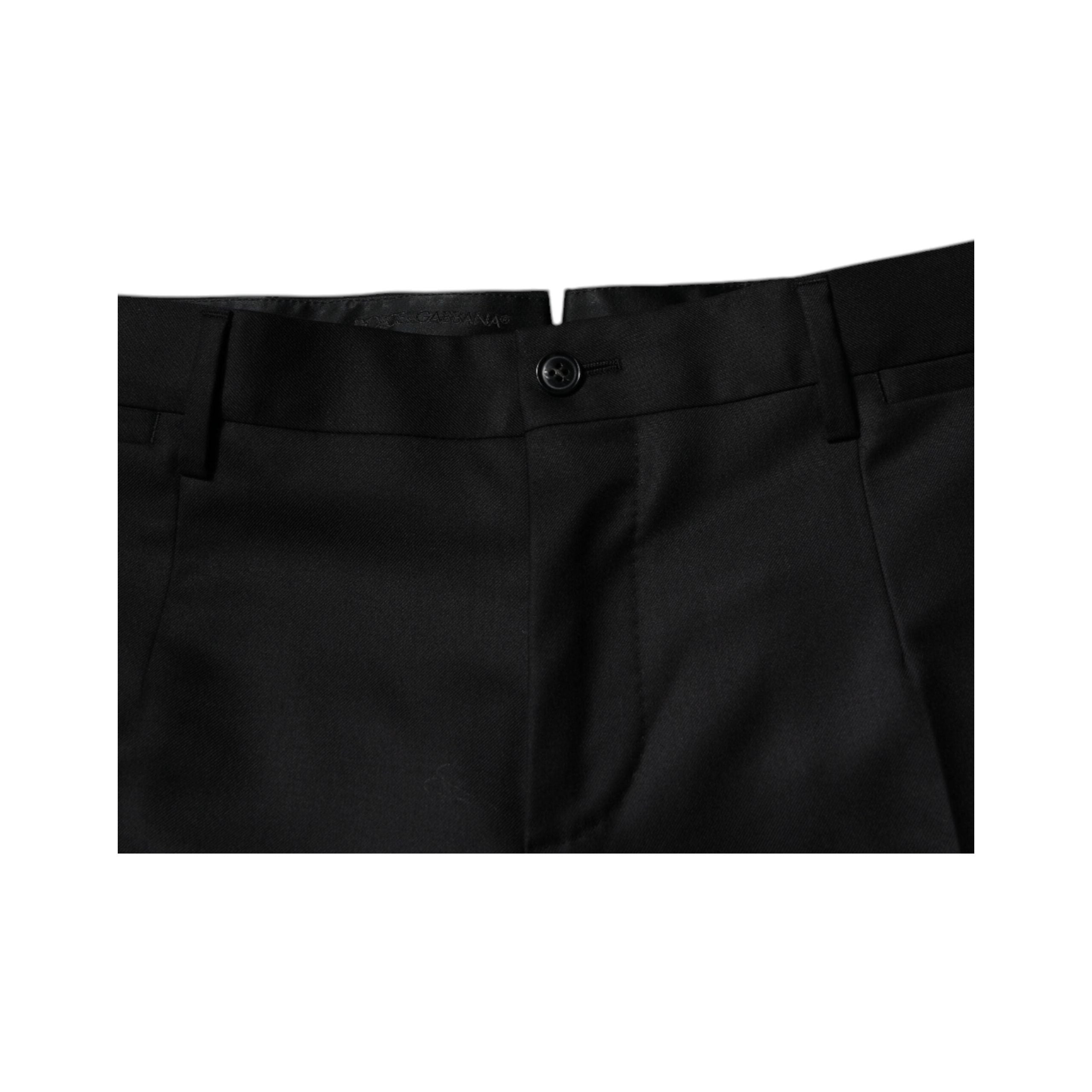 Dolce & Gabbana Black Wool Tapered Formal Dress Pants