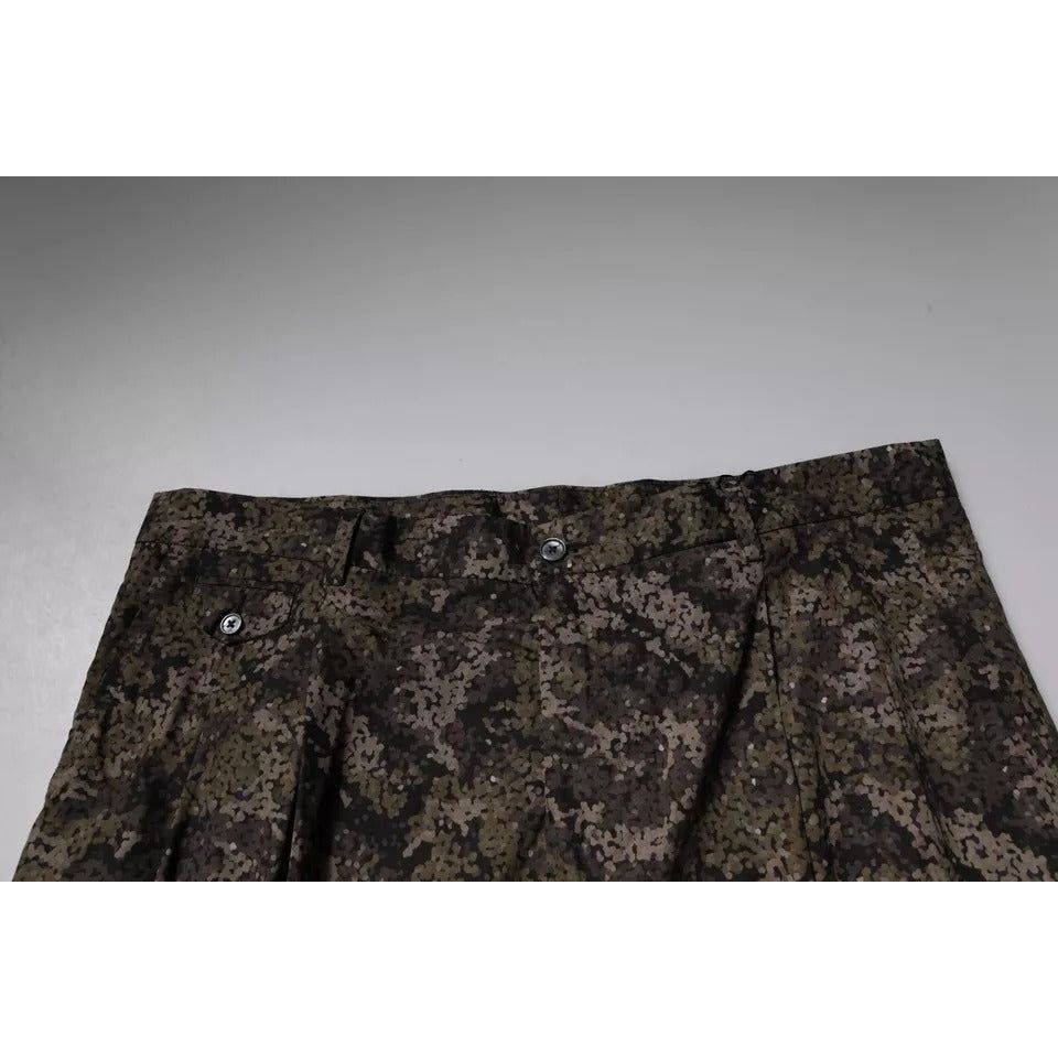 Dolce & Gabbana Multicolor Cotton Camouflage Dress Pants