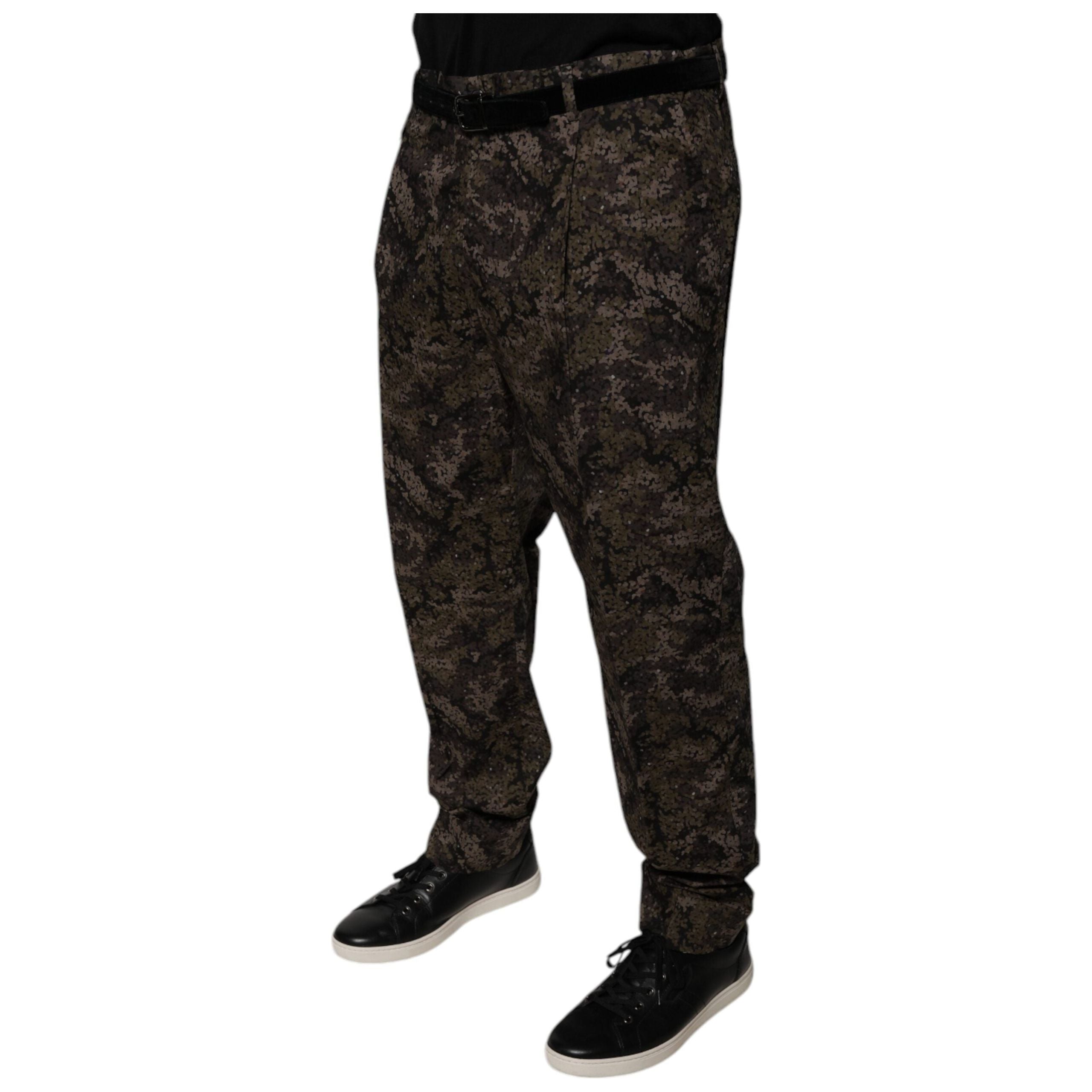 Dolce & Gabbana Multicolor Cotton Camouflage Dress Pants