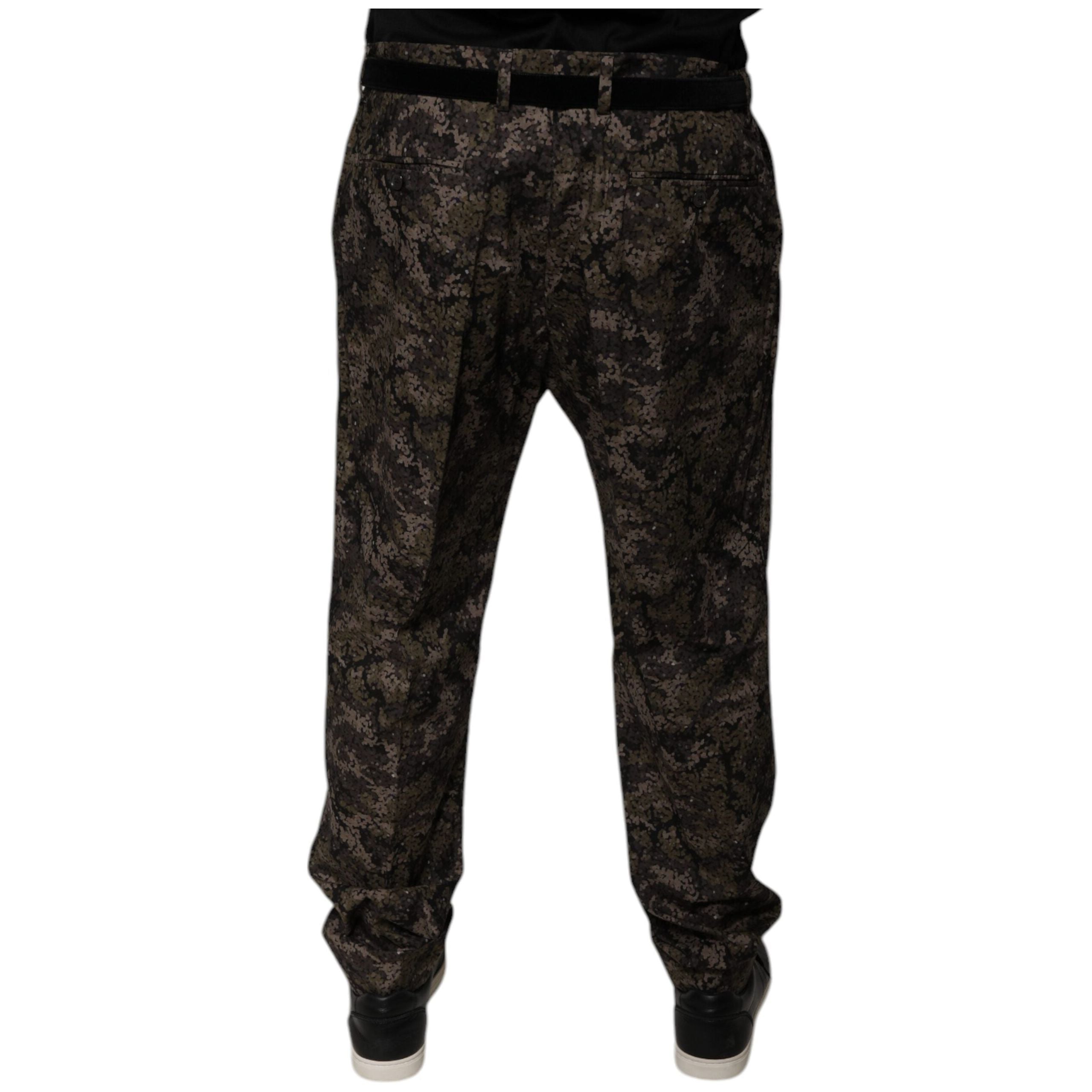 Dolce & Gabbana Multicolor Cotton Camouflage Dress Pants
