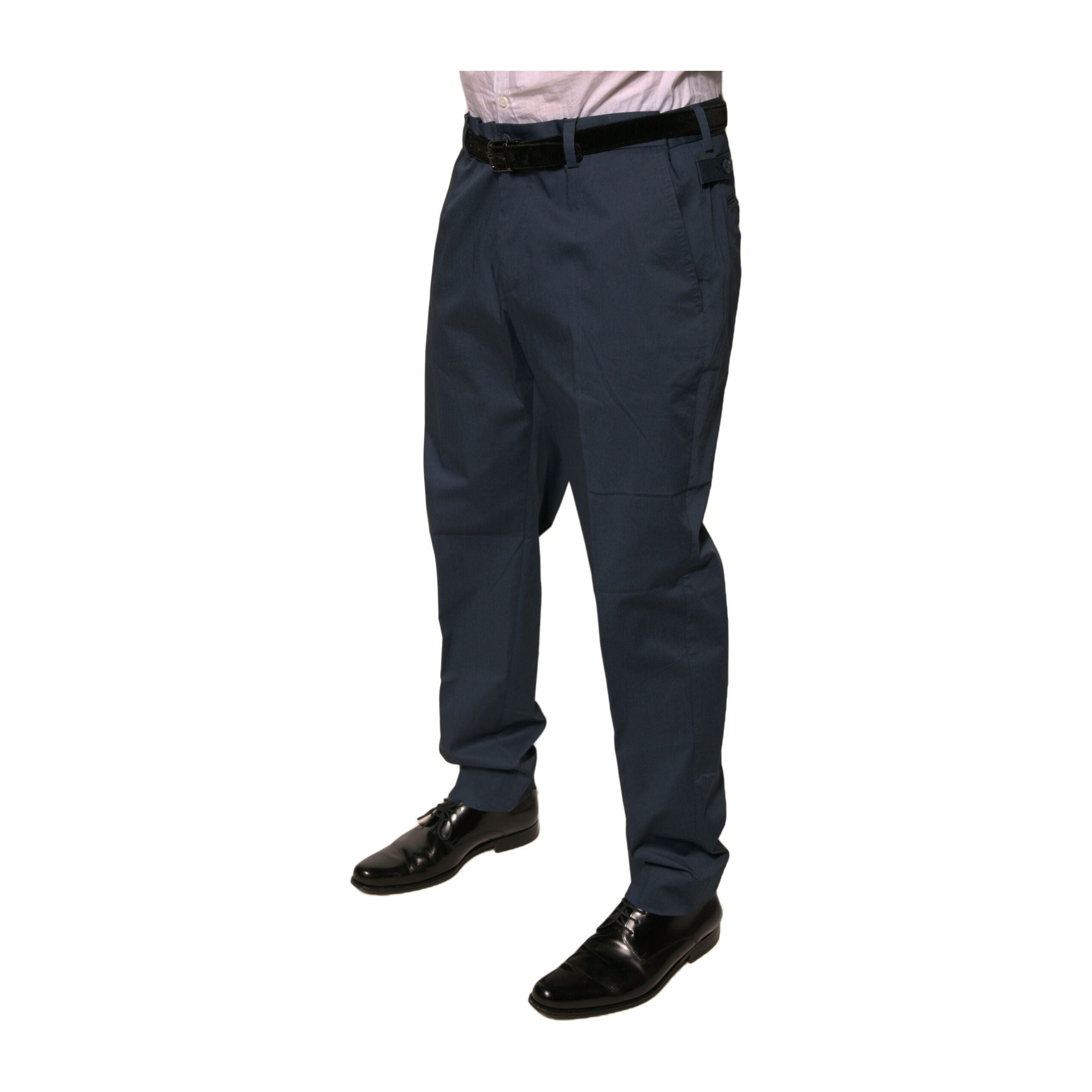 Dolce & Gabbana Dark Blue Cotton Stretch Skinny Dress Pants