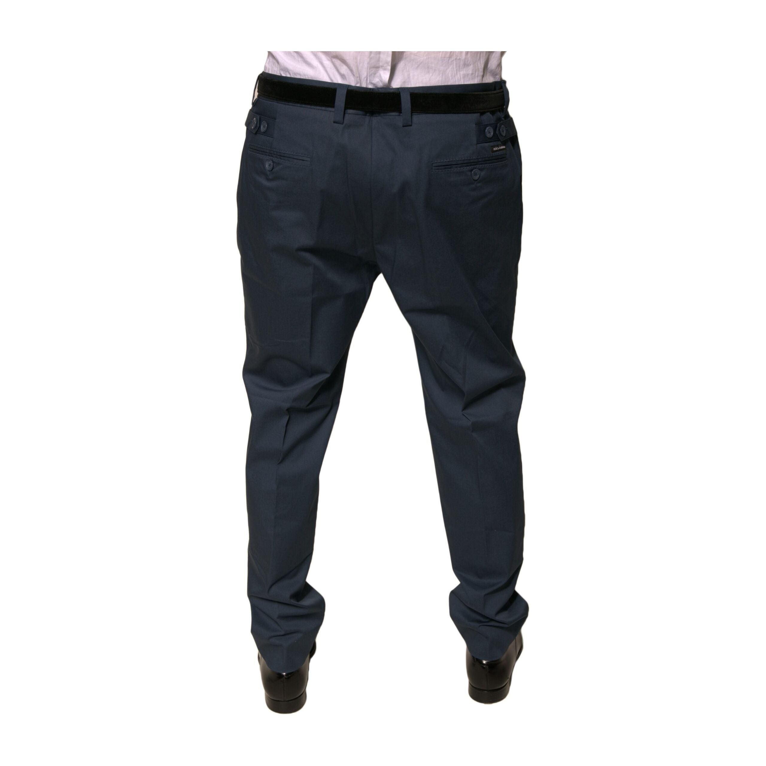 Dolce & Gabbana Dark Blue Cotton Stretch Skinny Dress Pants