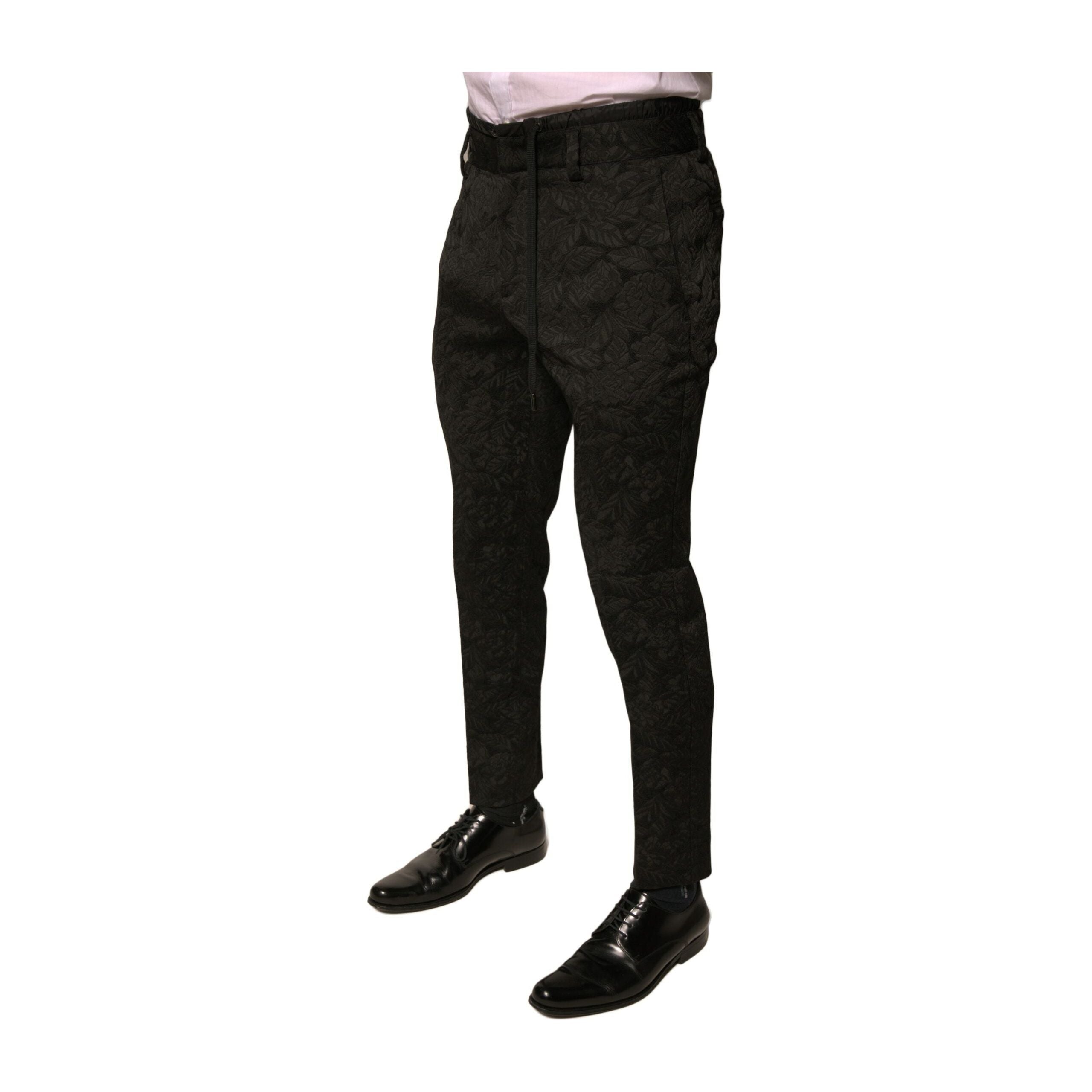 Dolce & Gabbana Black Brocade Skinny Dress Pants