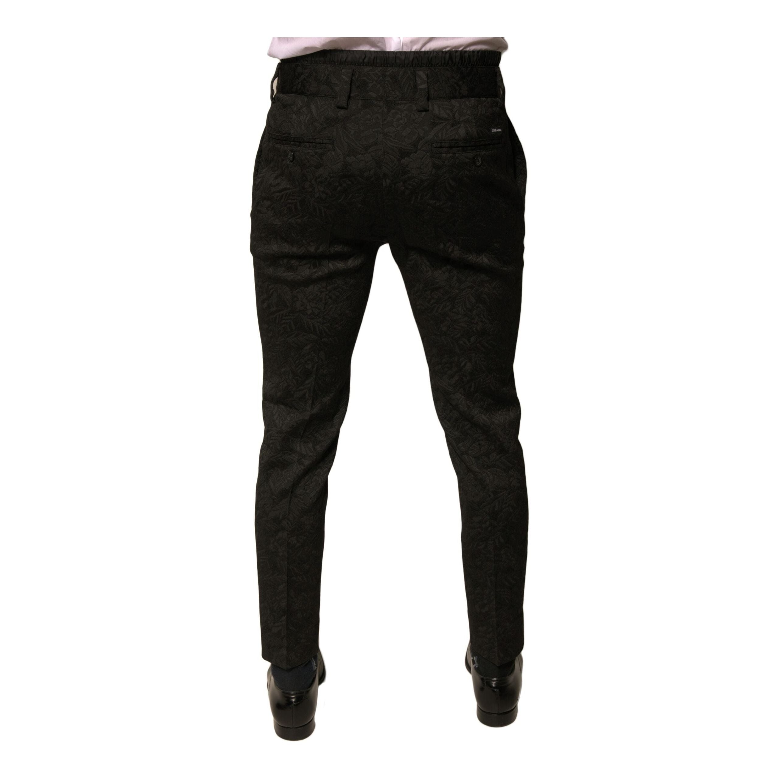 Dolce & Gabbana Black Brocade Skinny Dress Pants