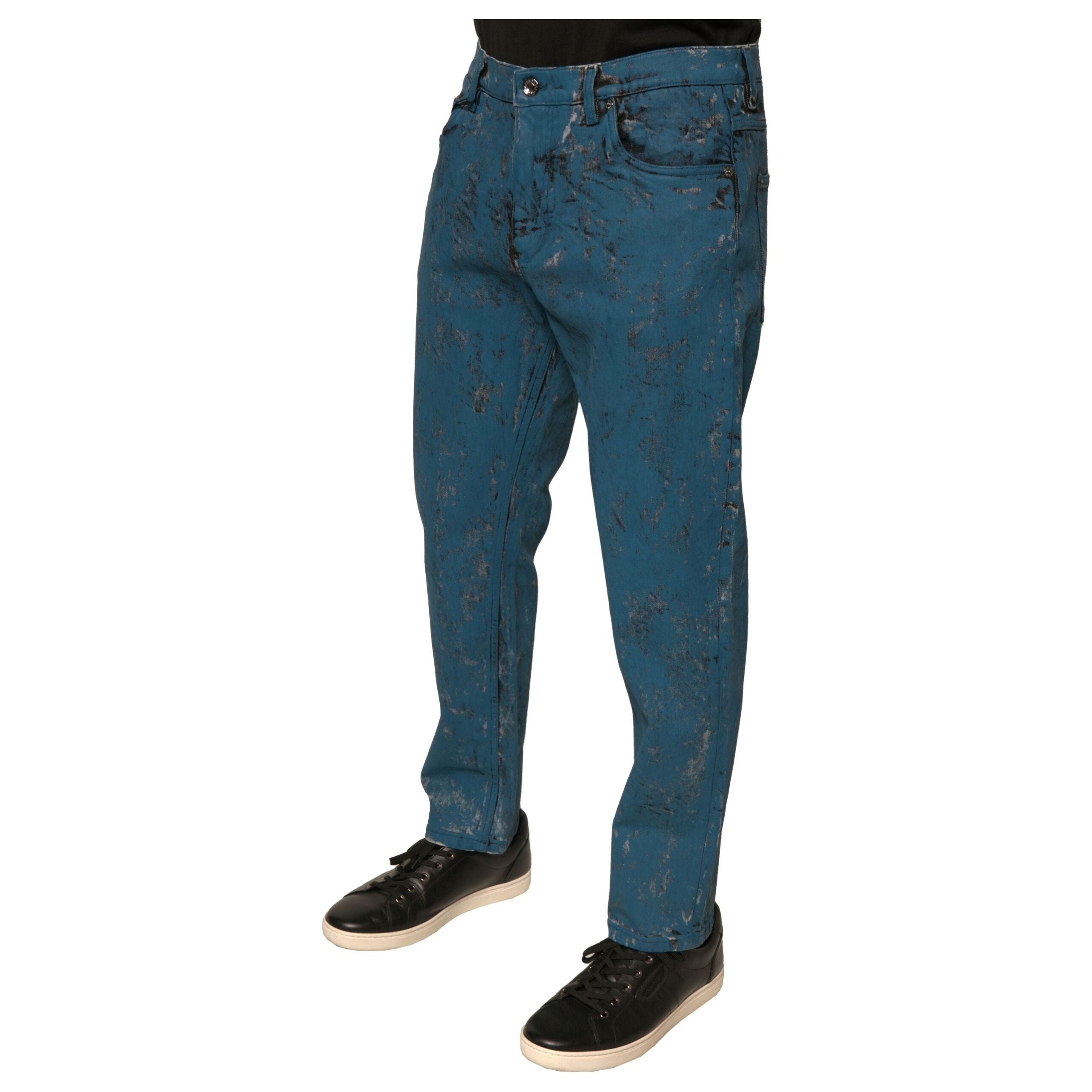 Dolce & Gabbana Blue Logo Cotton Stretch Skinny Denim Jeans