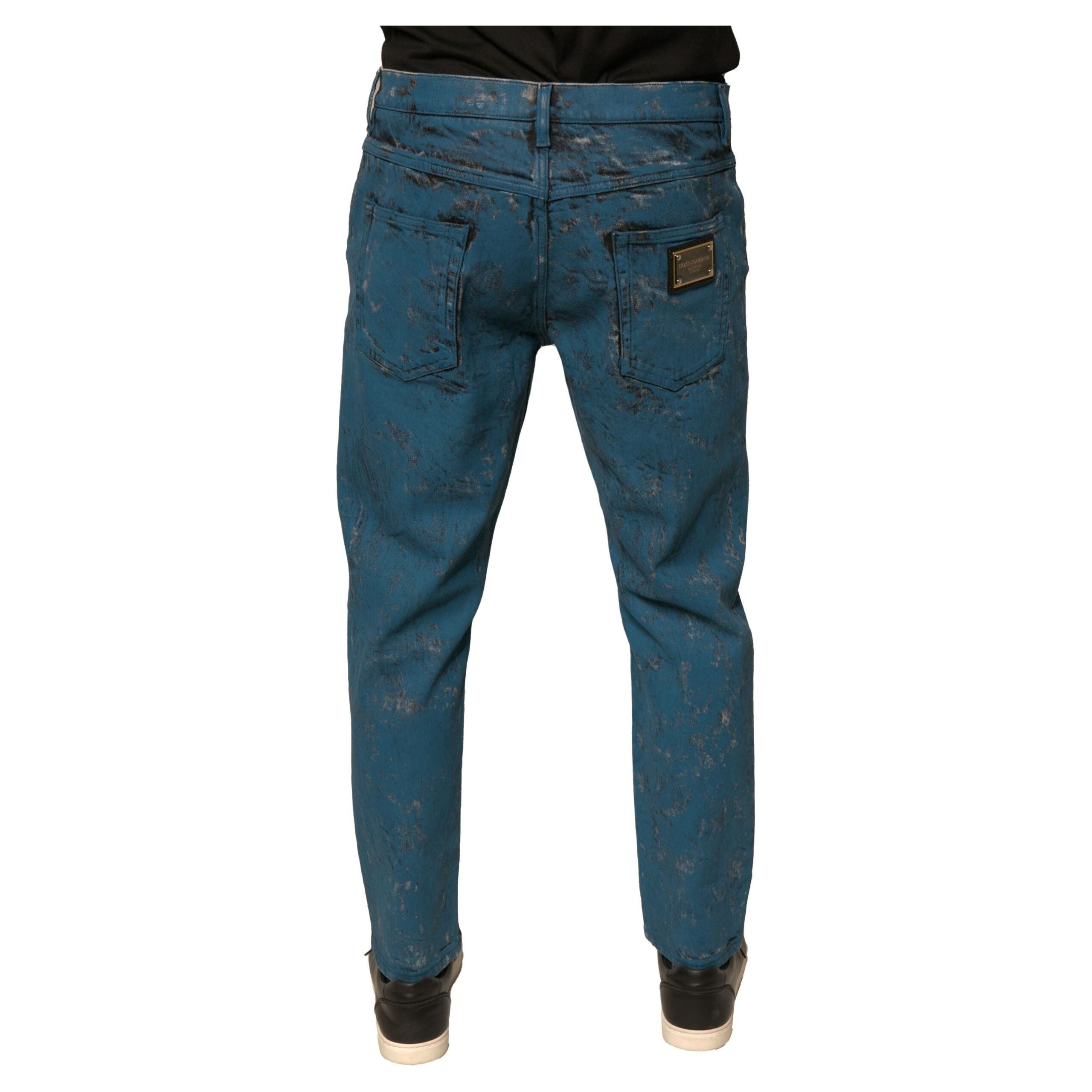 Dolce & Gabbana Blue Logo Cotton Stretch Skinny Denim Jeans