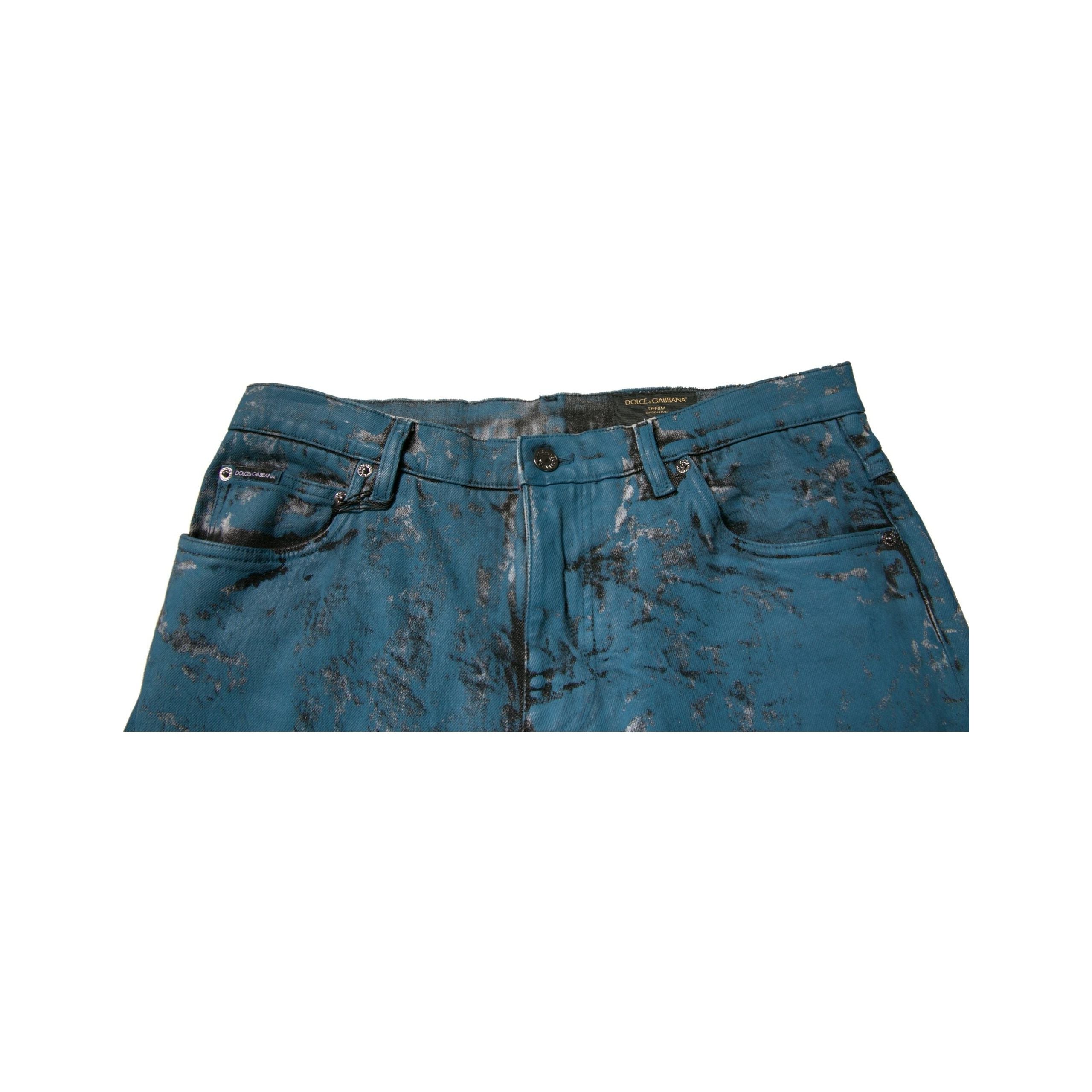 Dolce & Gabbana Blue Logo Cotton Stretch Skinny Denim Jeans