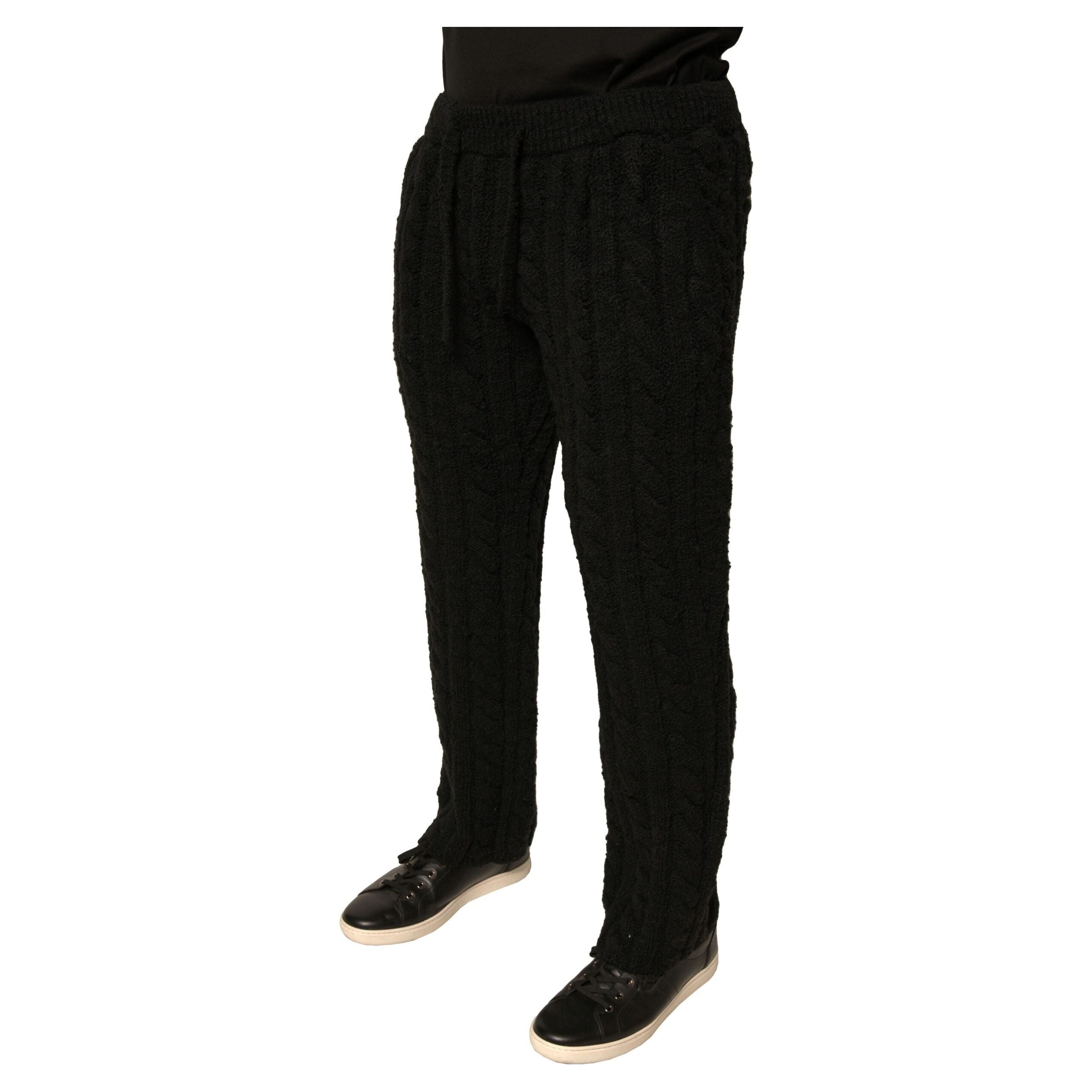 Dolce & Gabbana Black Wool Knitted Skinny Pants Elegance