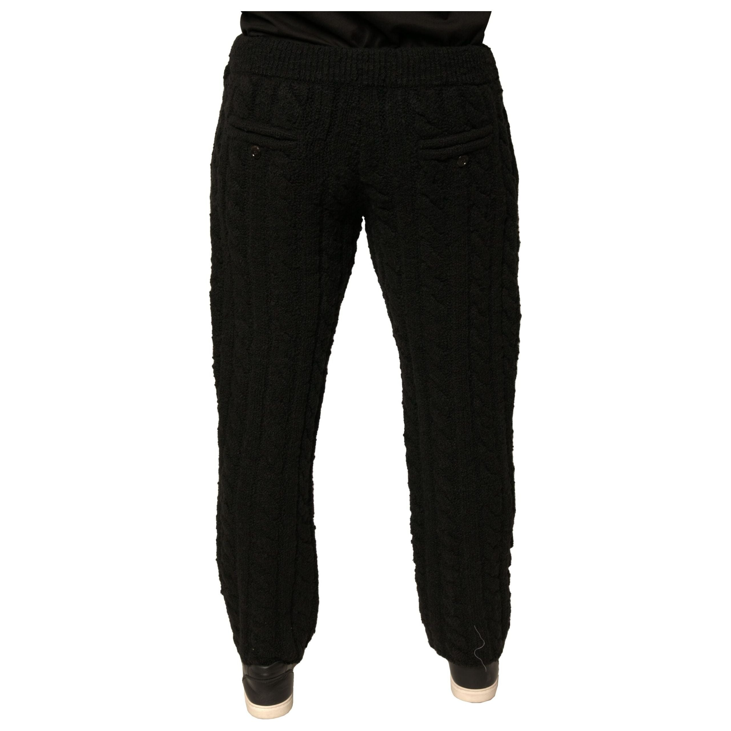 Dolce & Gabbana Black Wool Knitted Skinny Pants Elegance