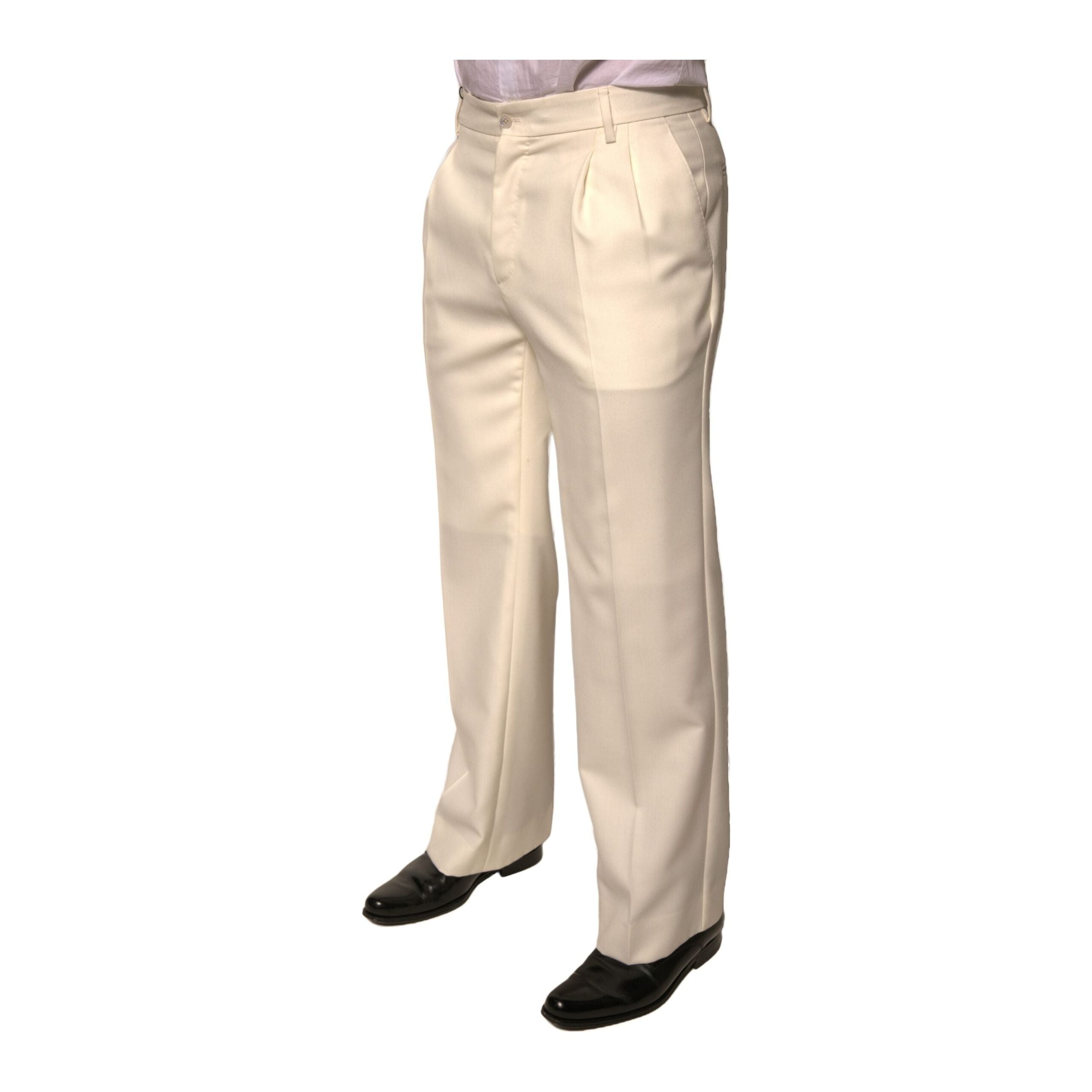 Dolce & Gabbana Off White Wool Dress Pants Elegance