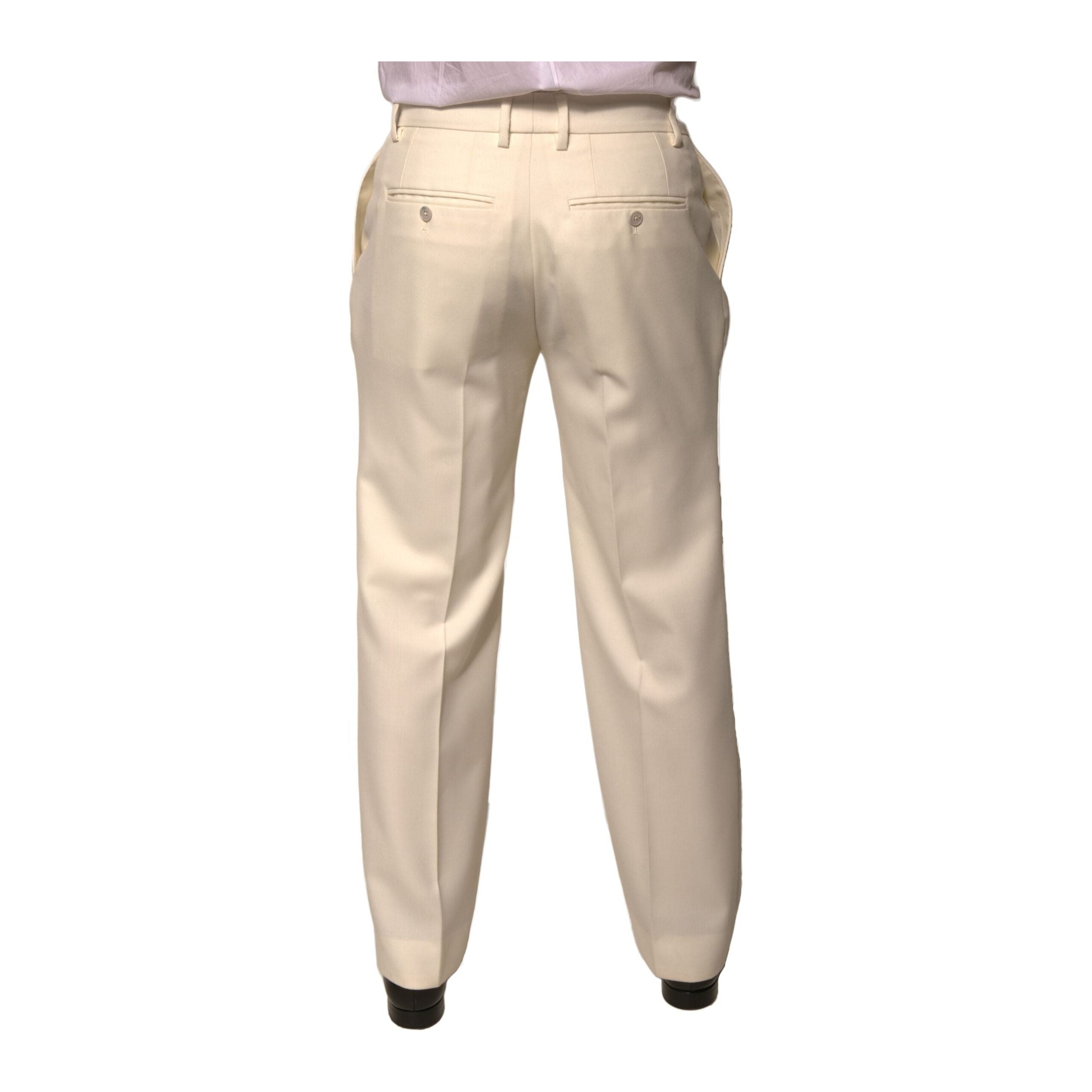 Dolce & Gabbana Off White Wool Dress Pants Elegance