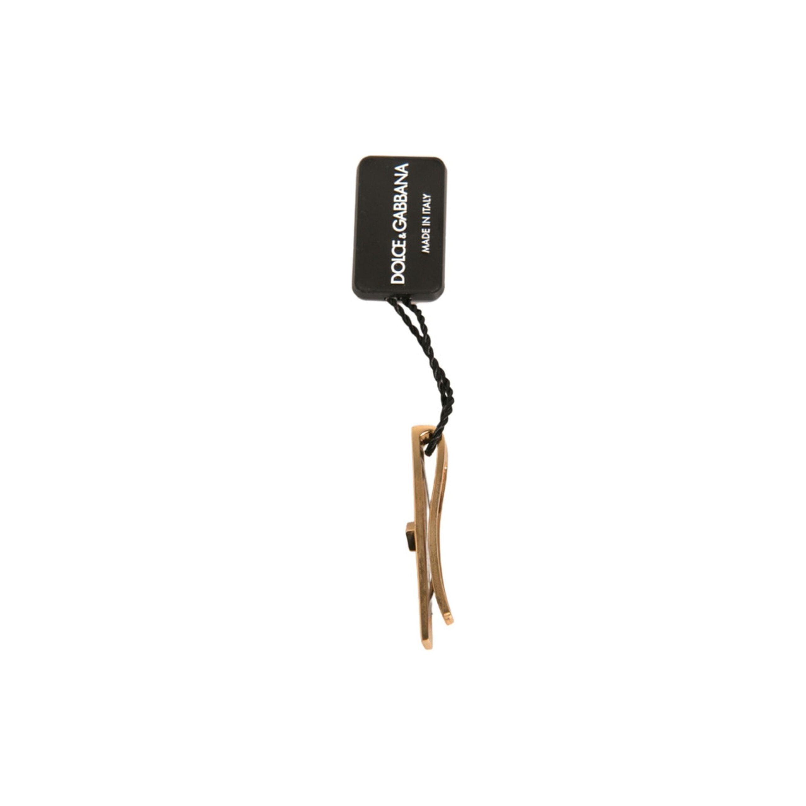 Dolce & Gabbana Gold Tone Brass Crystal Tie Clip Bar