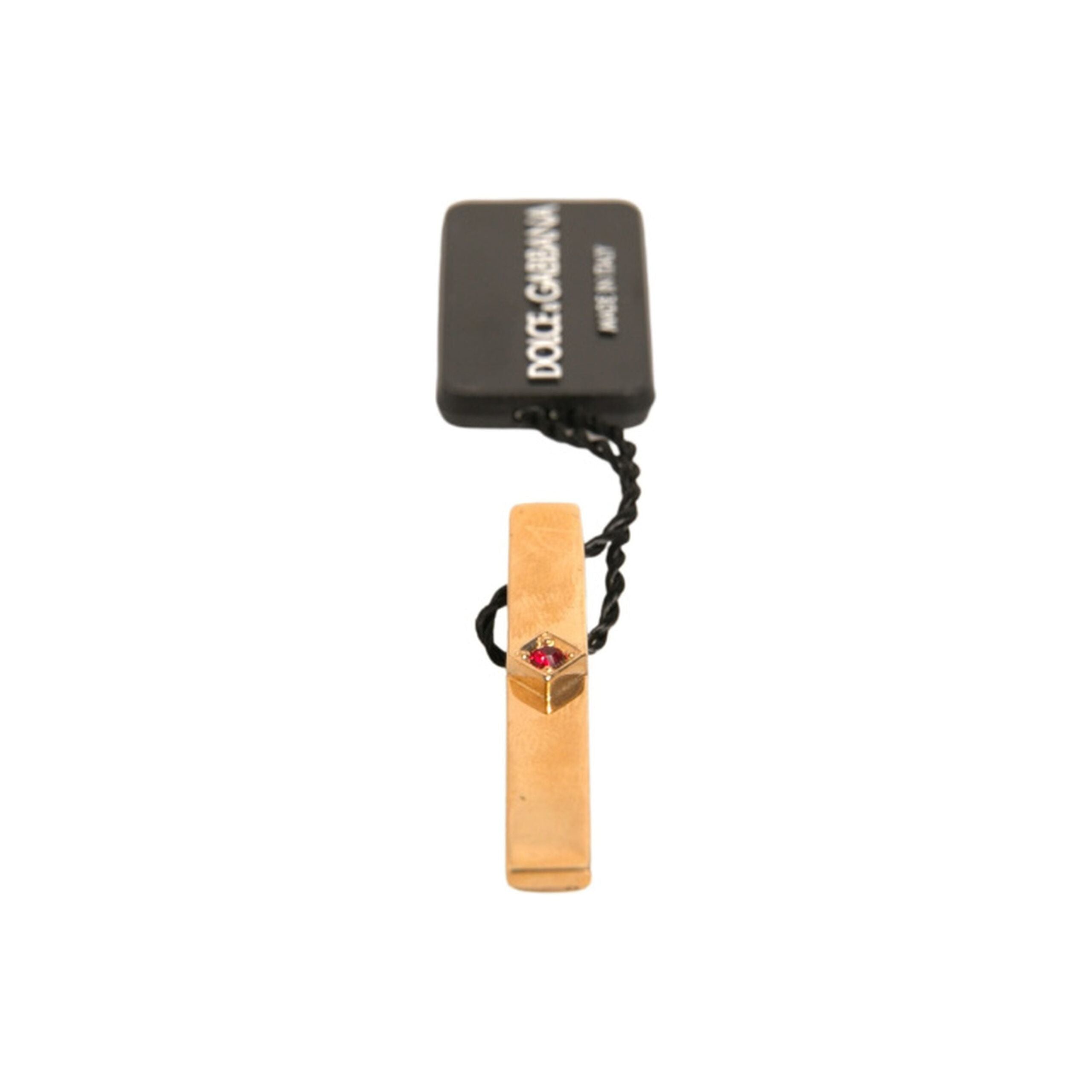 Dolce & Gabbana Gold Tone Brass Crystal Tie Clip Bar