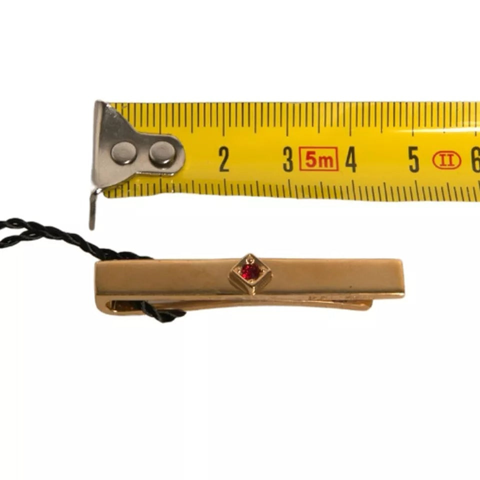 Dolce & Gabbana Gold Tone Brass Crystal Tie Clip Bar
