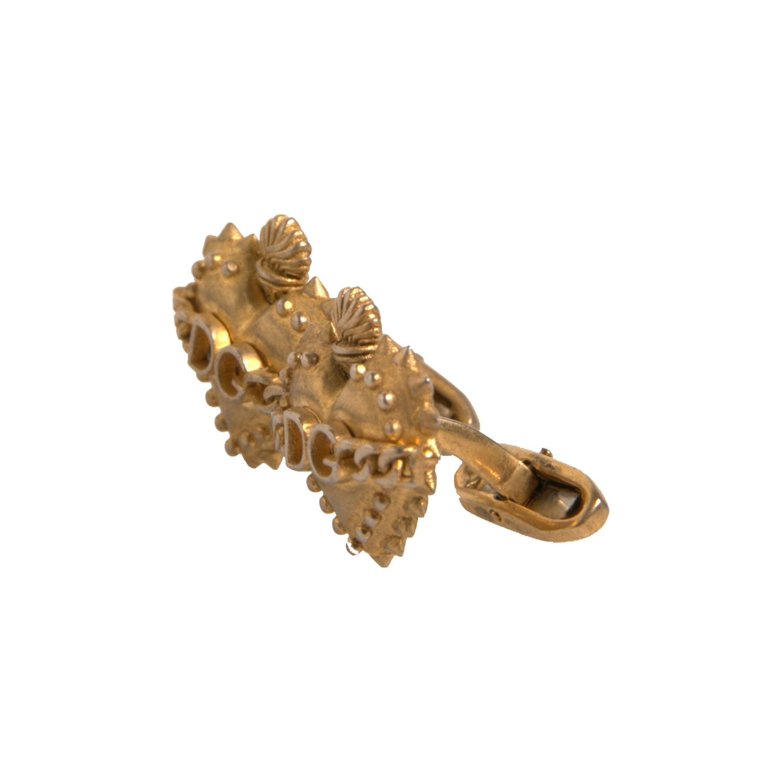 Dolce & Gabbana Gold 925 Sterling Silver DG Heart Cufflink