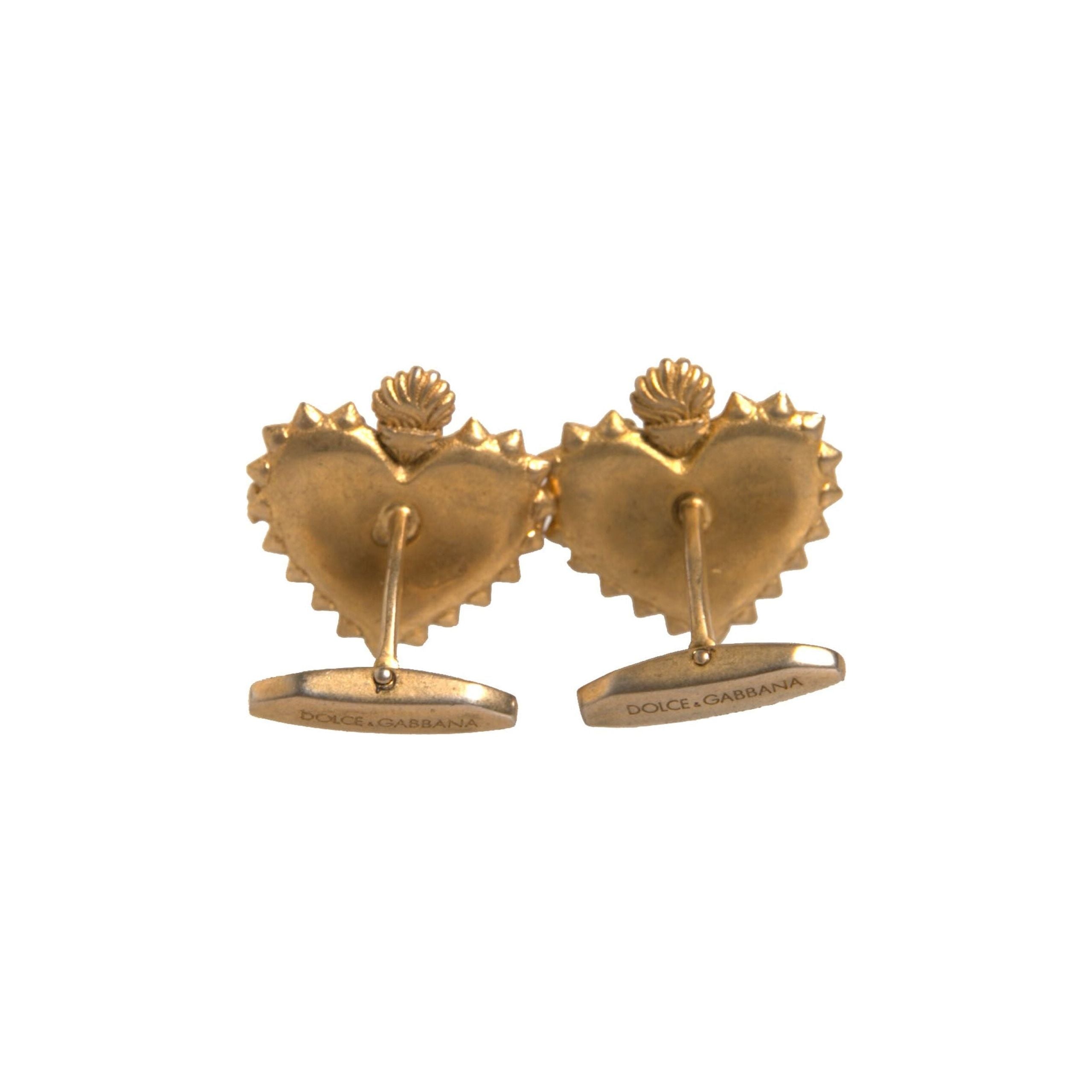 Dolce & Gabbana Gold 925 Sterling Silver DG Heart Cufflink