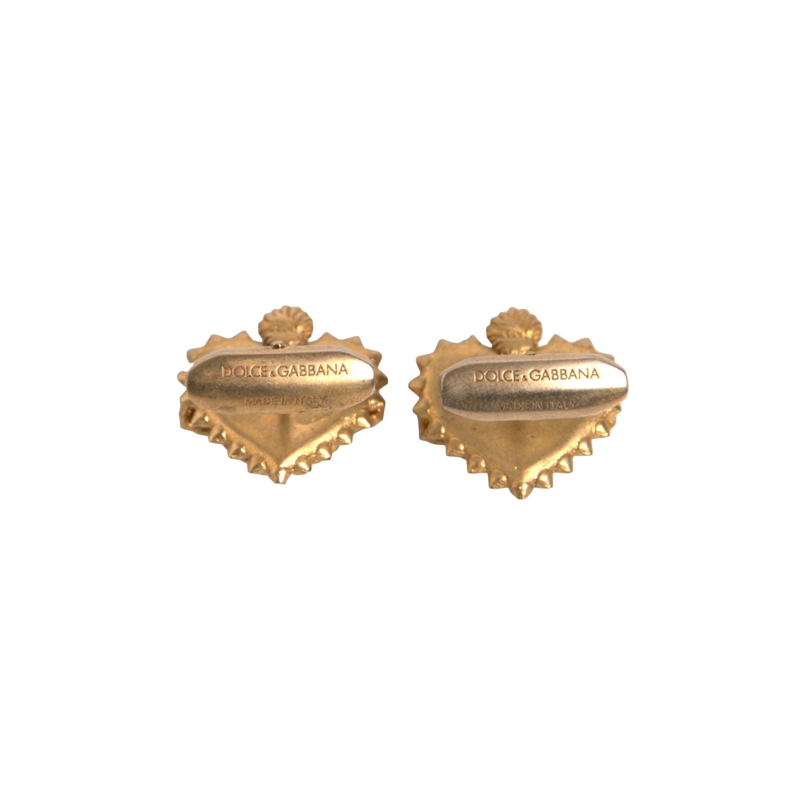 Dolce & Gabbana Gold 925 Sterling Silver DG Heart Cufflink