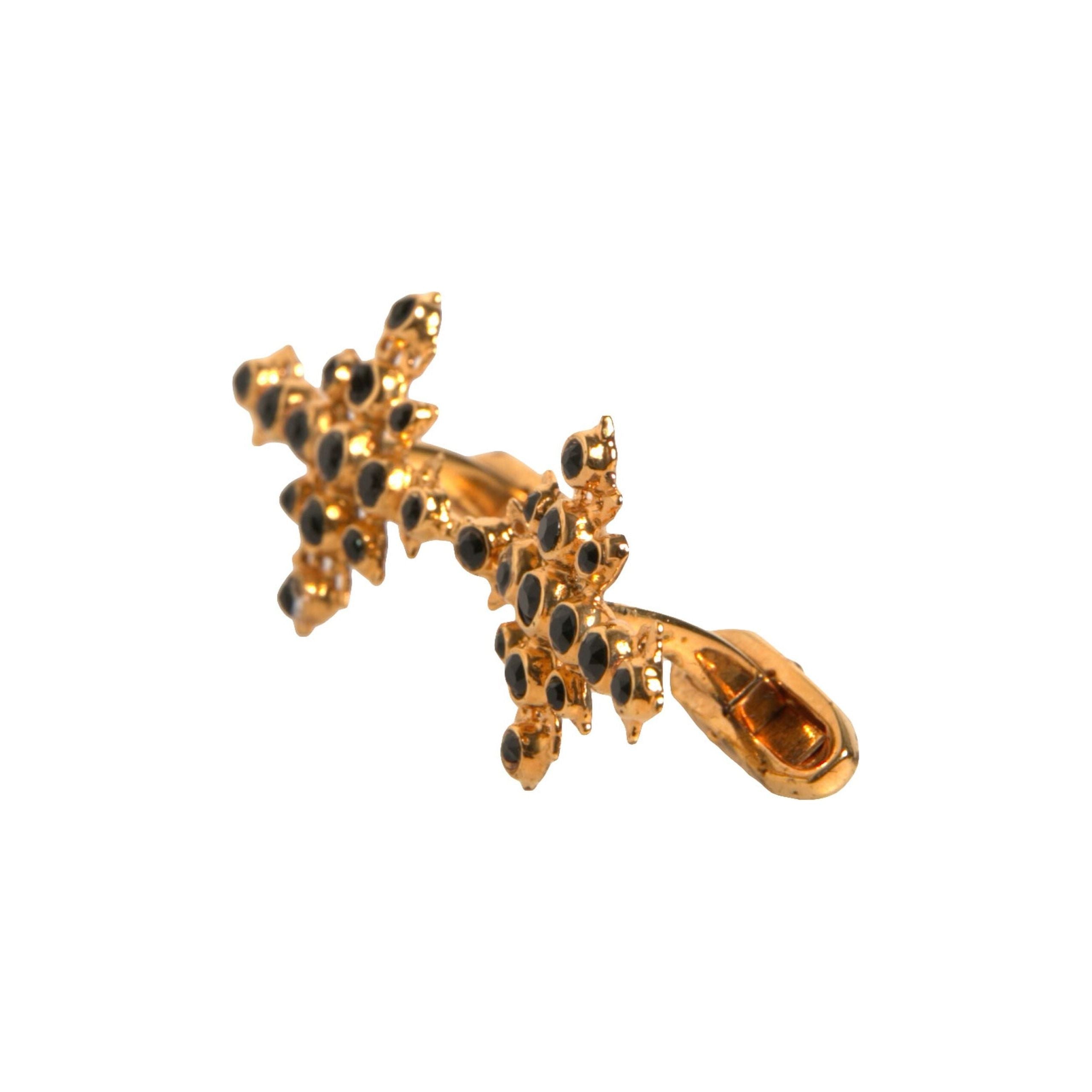Dolce & Gabbana Gold Tone Brass Cross Crystal Cufflink