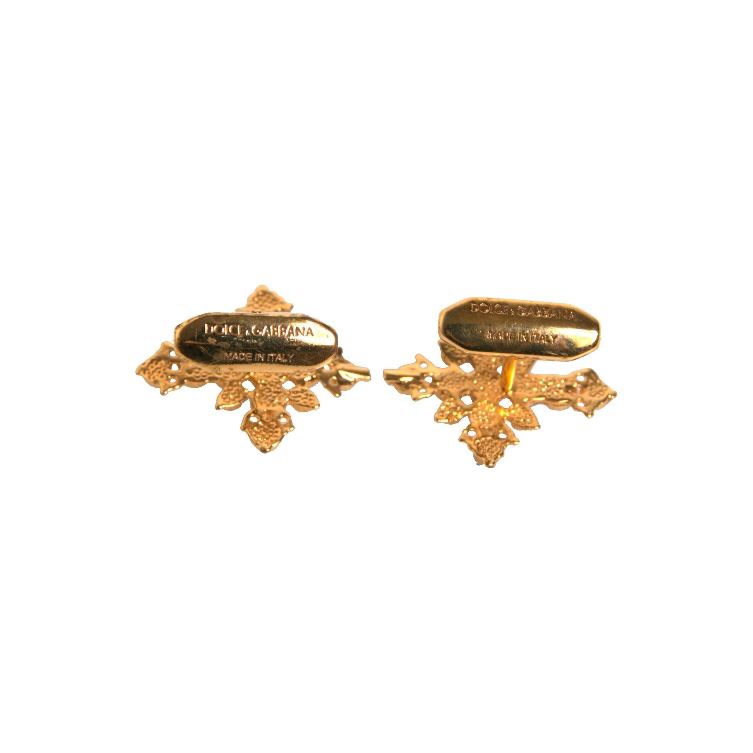 Dolce & Gabbana Gold Tone Brass Cross Crystal Cufflink