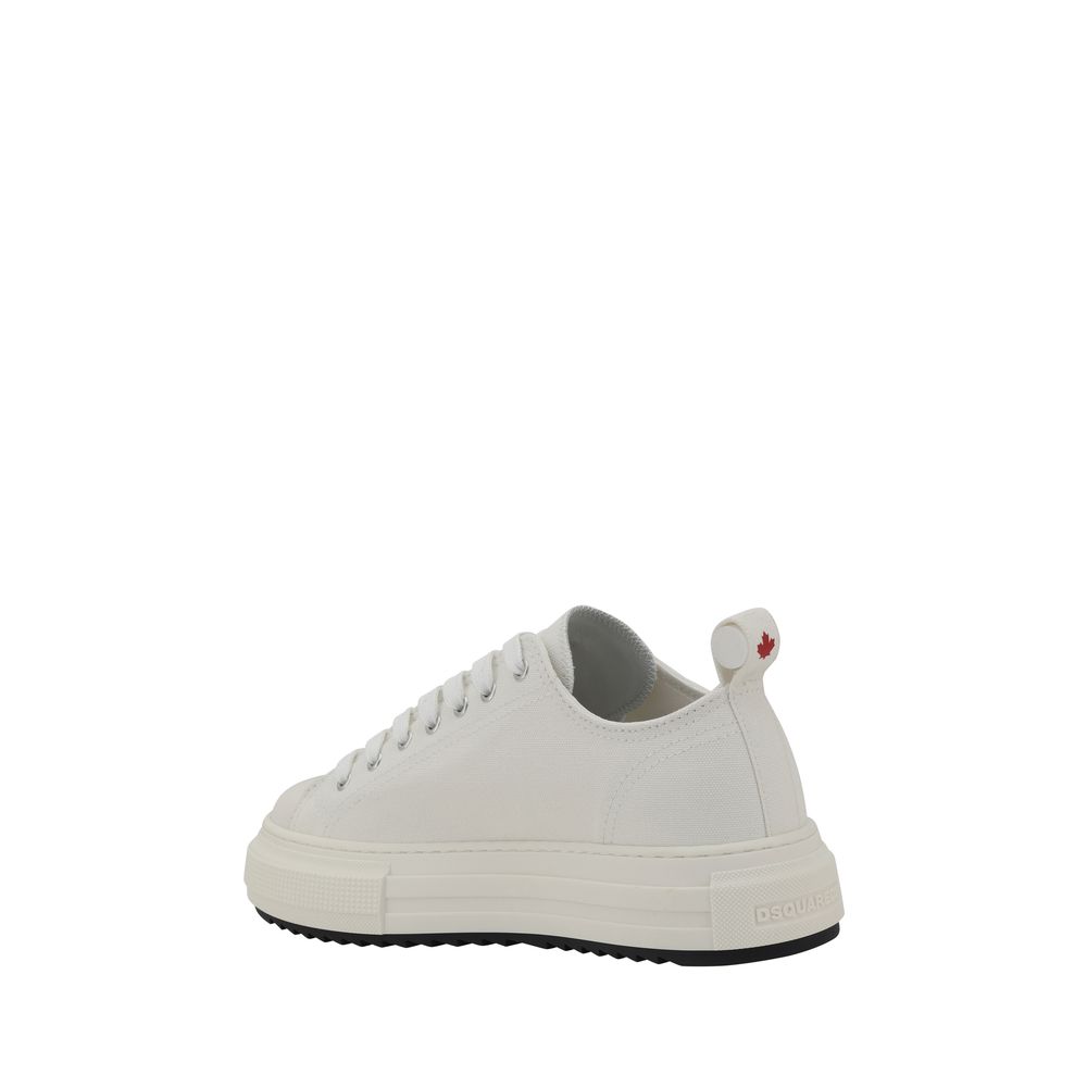 Dsquared² White Leather Sneakers - Urban Sophistication Redefined