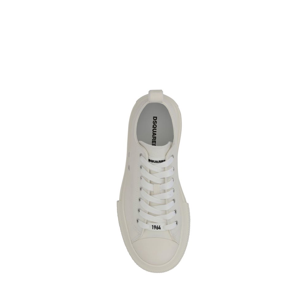 Dsquared² White Leather Sneakers - Urban Sophistication Redefined