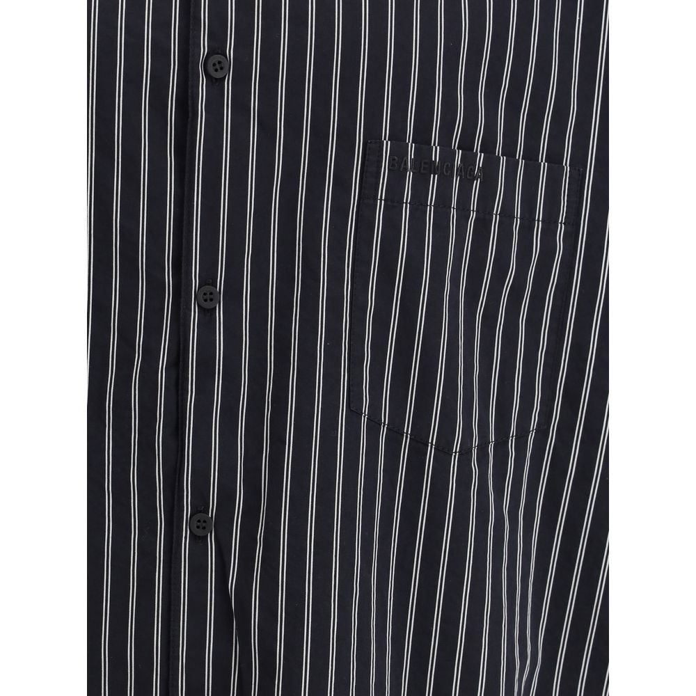 Balenciaga White Cotton Striped Flatground Shirt for Elevated Style