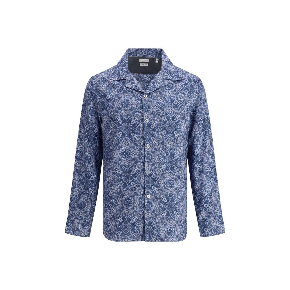 Brunello Cucinelli Multicolor Cotton Paisley Print Shirt