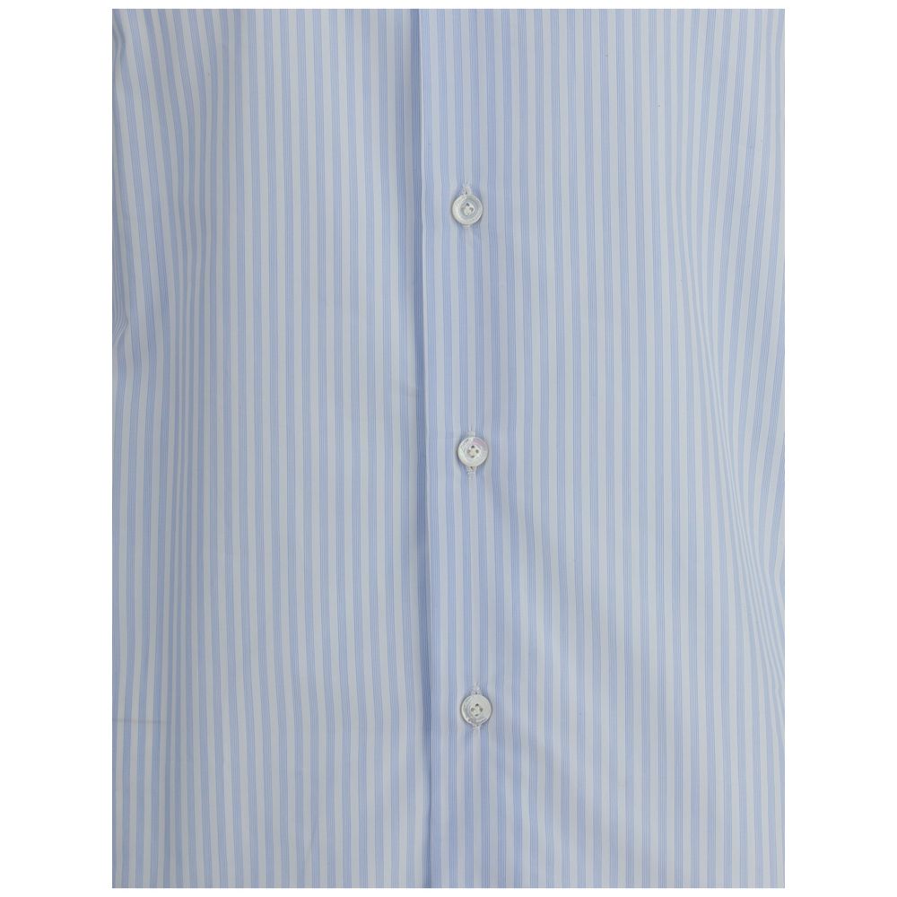 Finamore Blue Striped Shirt Crafted from Luxurious Cotton
